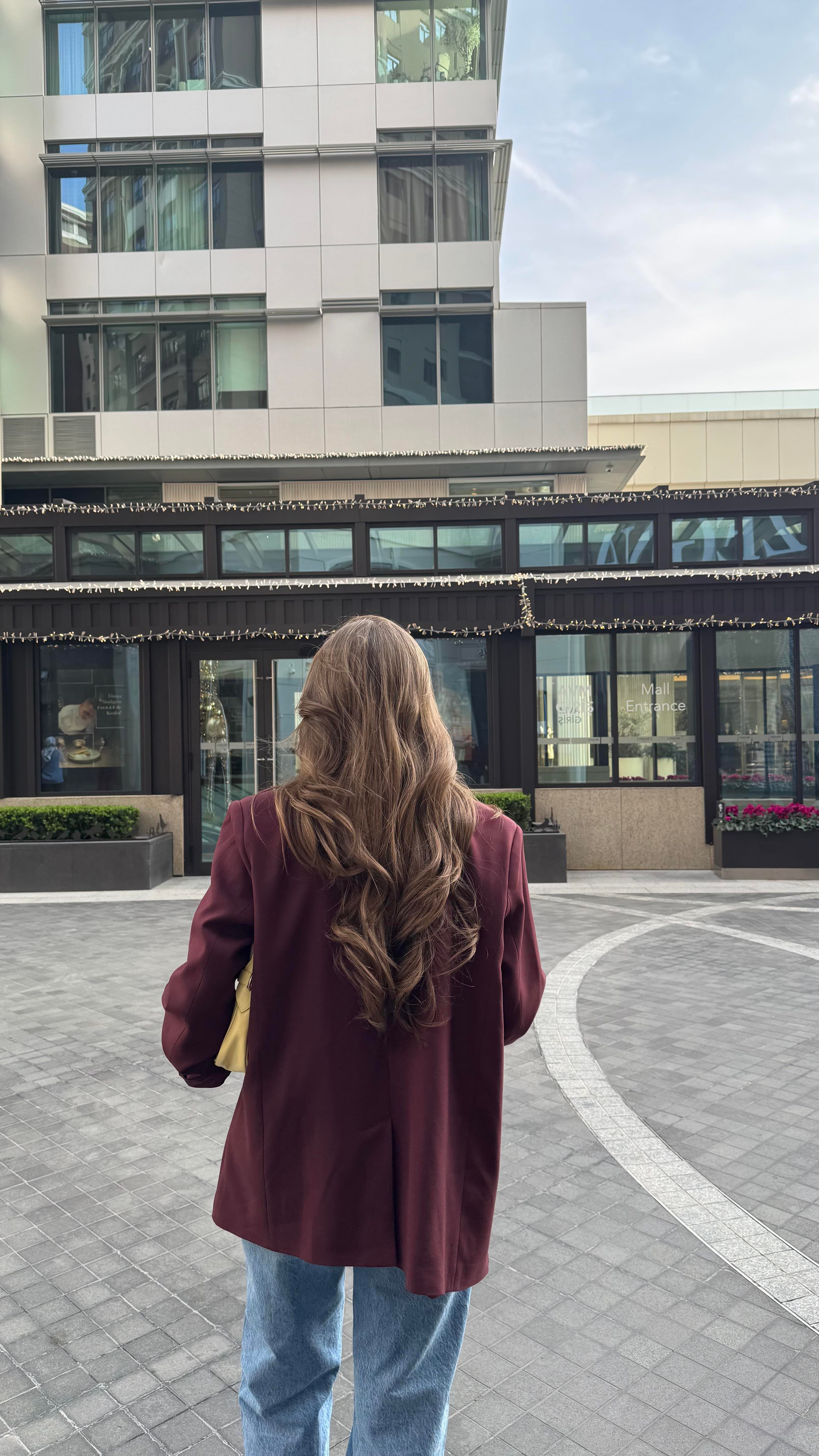 Merlot Blazer- Bordo Oversize Ceket -Ceket