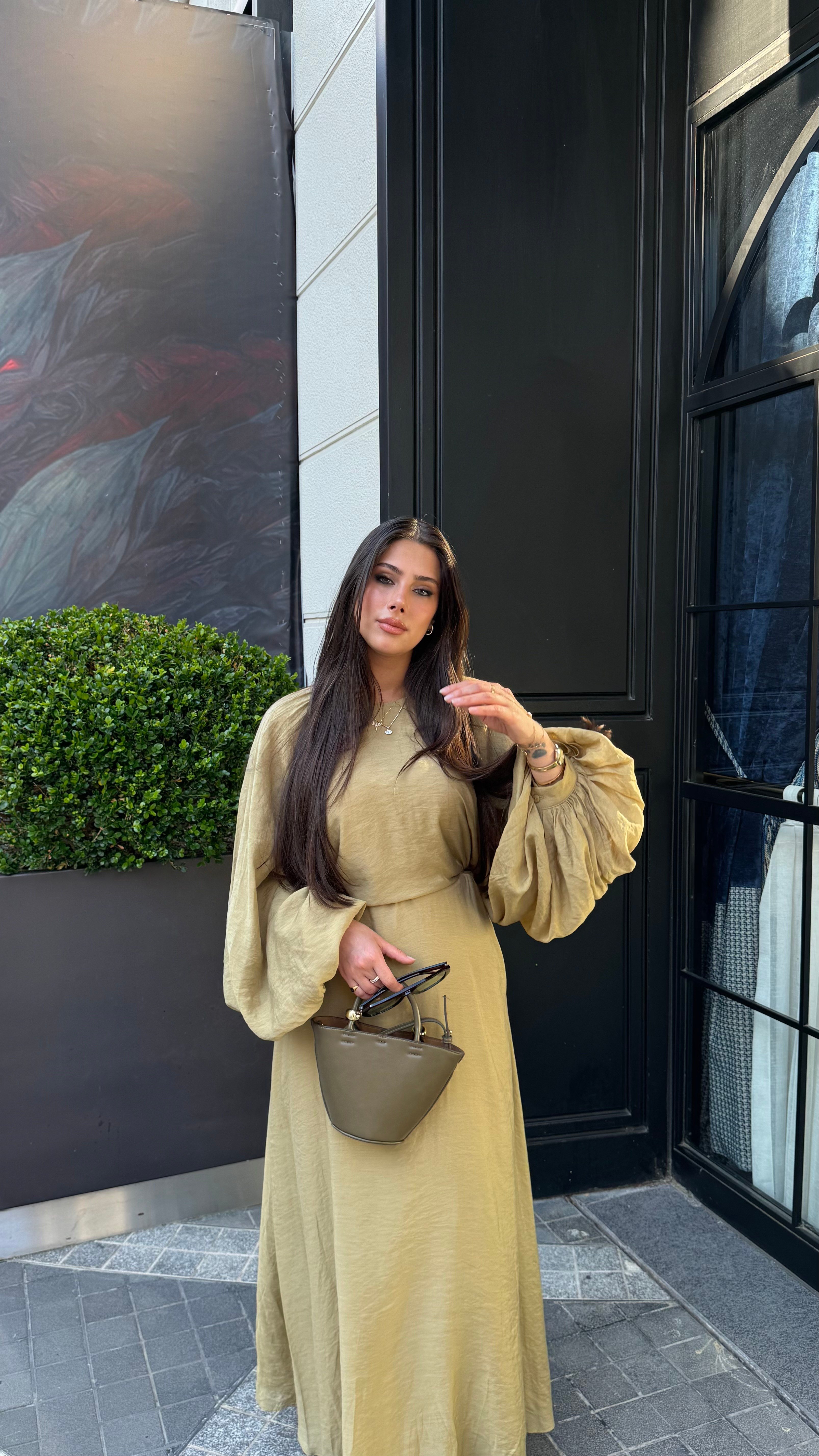 Olive Balon Elbise-ELBİSE