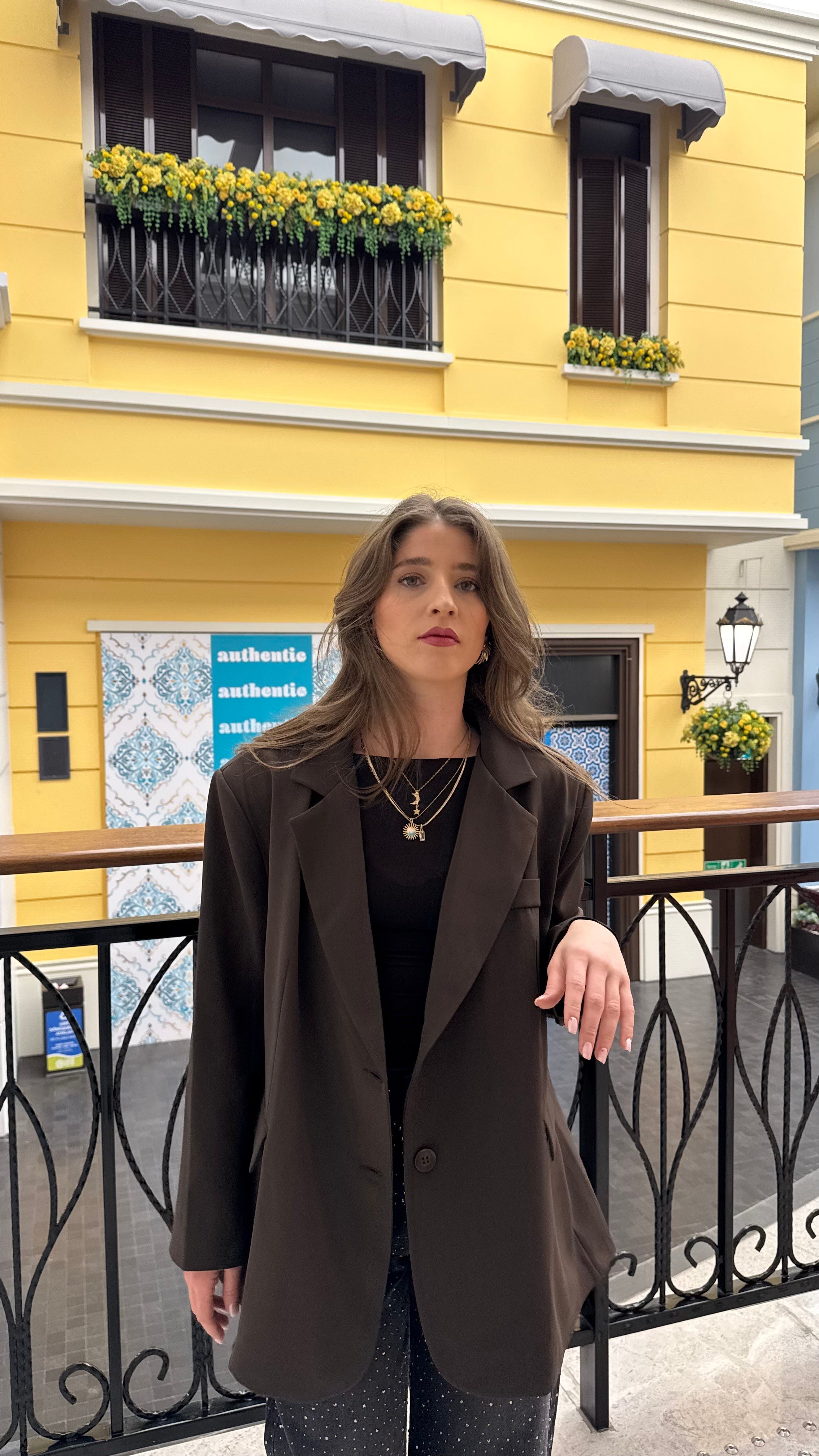 Vatkalı Oversize Kahve Blazer -DIŞ GİYİM