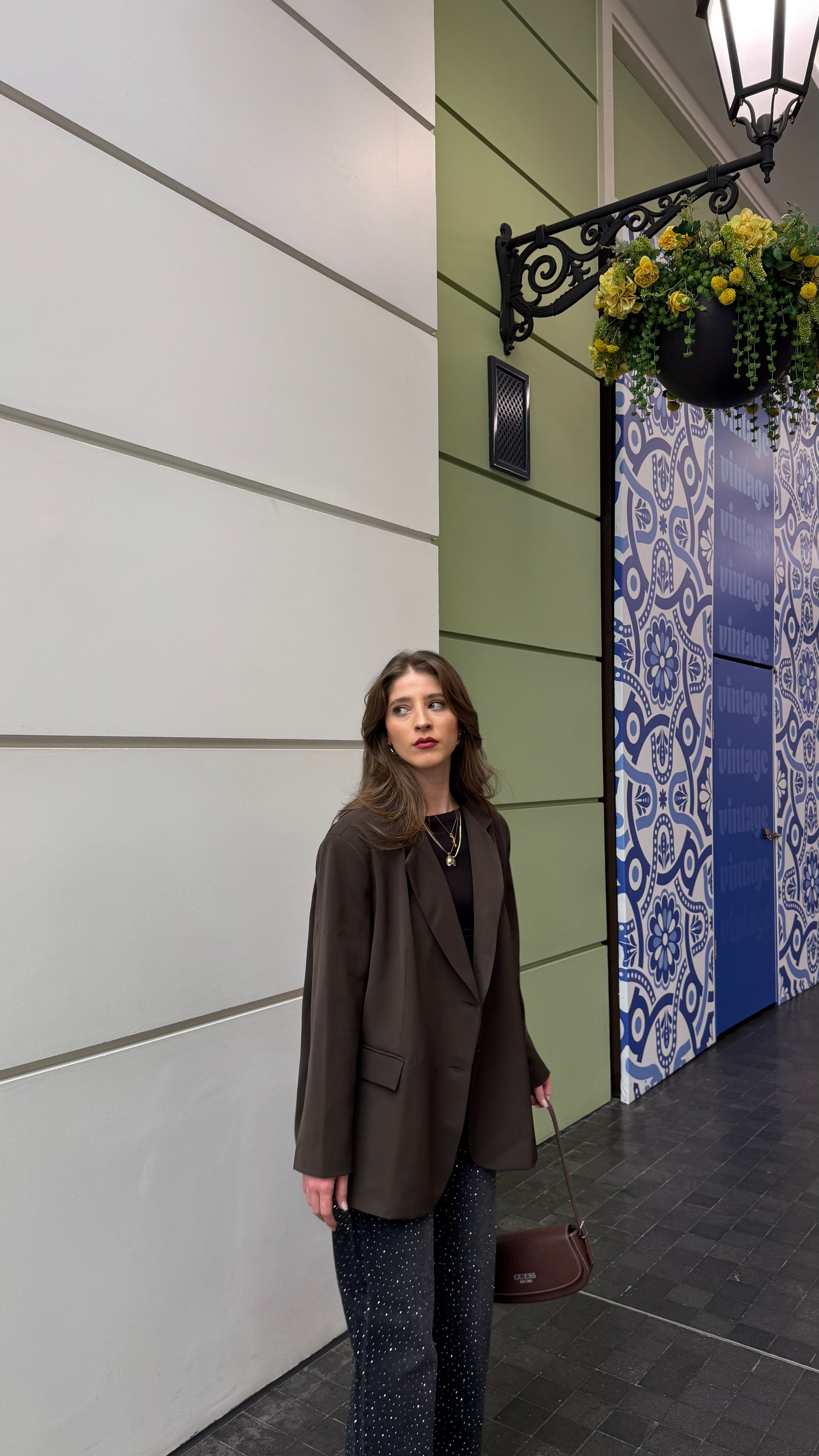 Vatkalı Oversize Kahve Blazer -DIŞ GİYİM