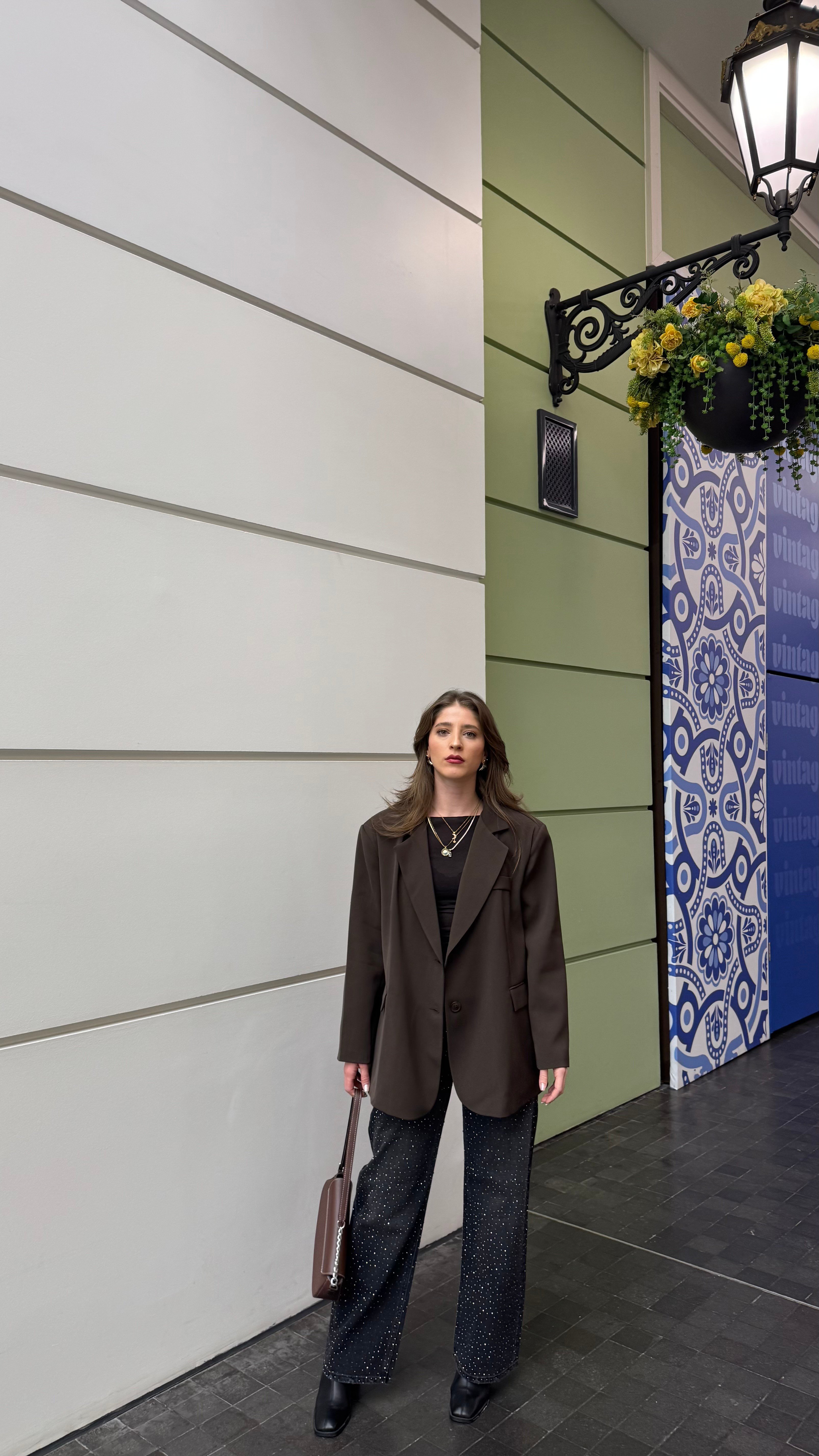 Vatkalı Oversize Kahve Blazer -DIŞ GİYİM