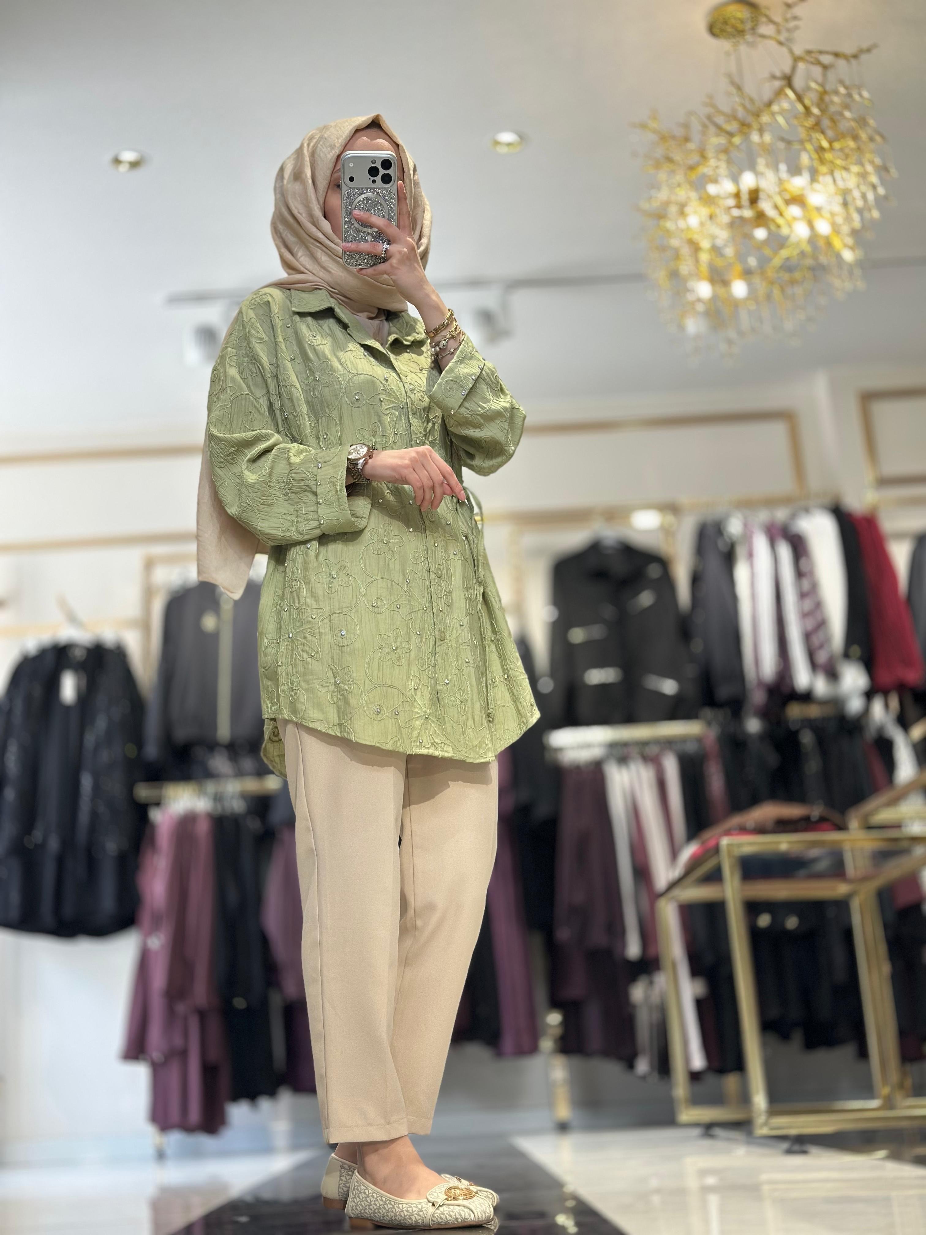 170294 NAKIŞ BONCUK DETAYLI TUNİK