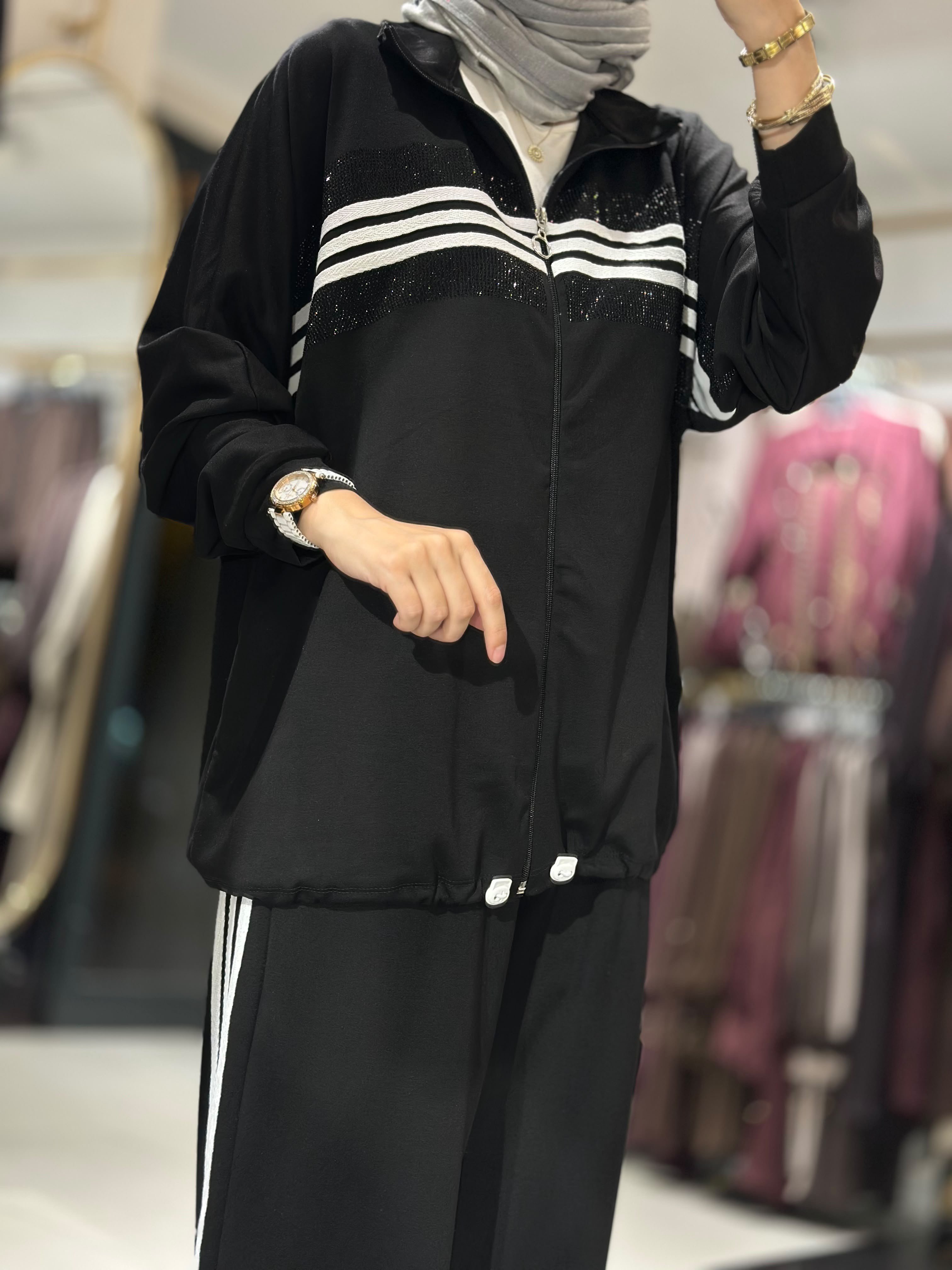 4043 ÇİZGİLİ TAŞ DETAY SPOR TAKIM