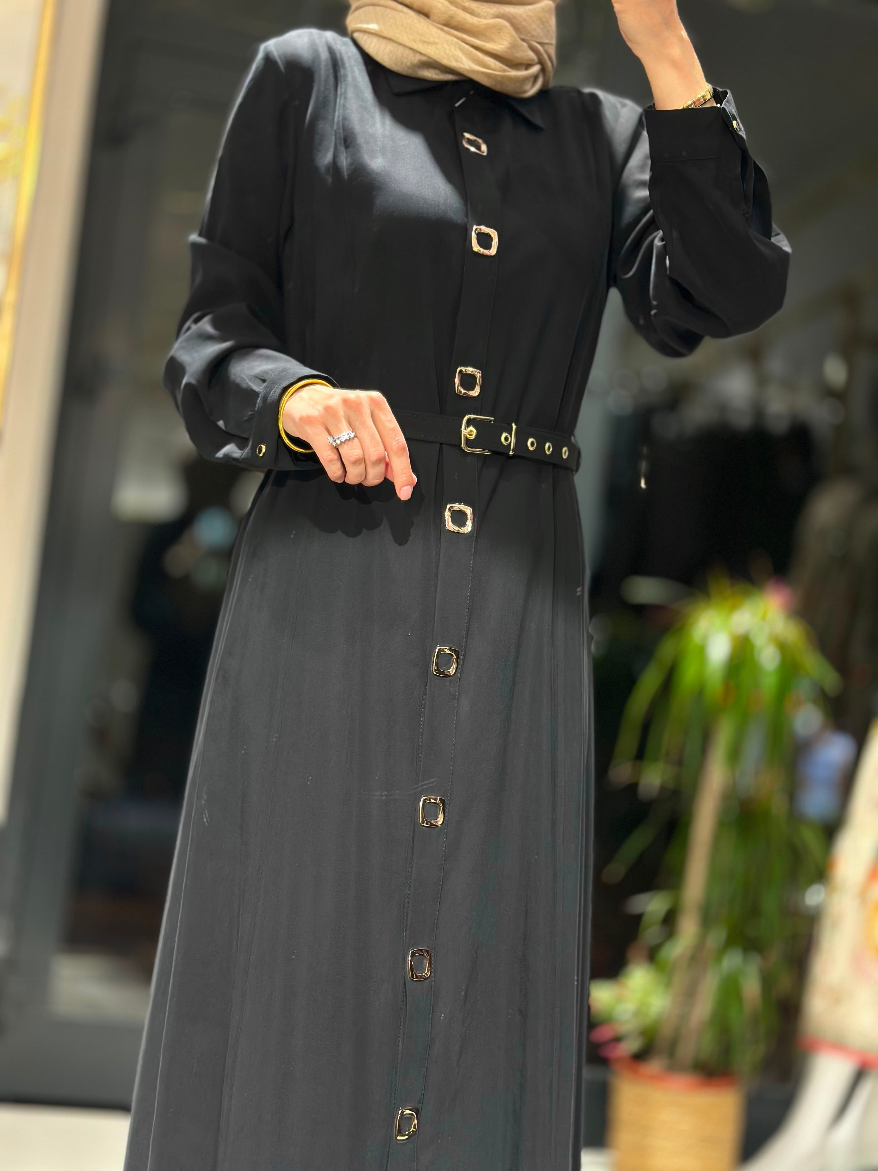 T1077 TOKA DETAYLI ELBİSE