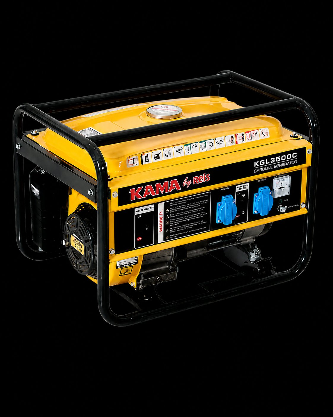 Kama KGL3500C - Benzinli Jeneratör (2.8/3.5 KW, Monofaze, İpli, Sarı)