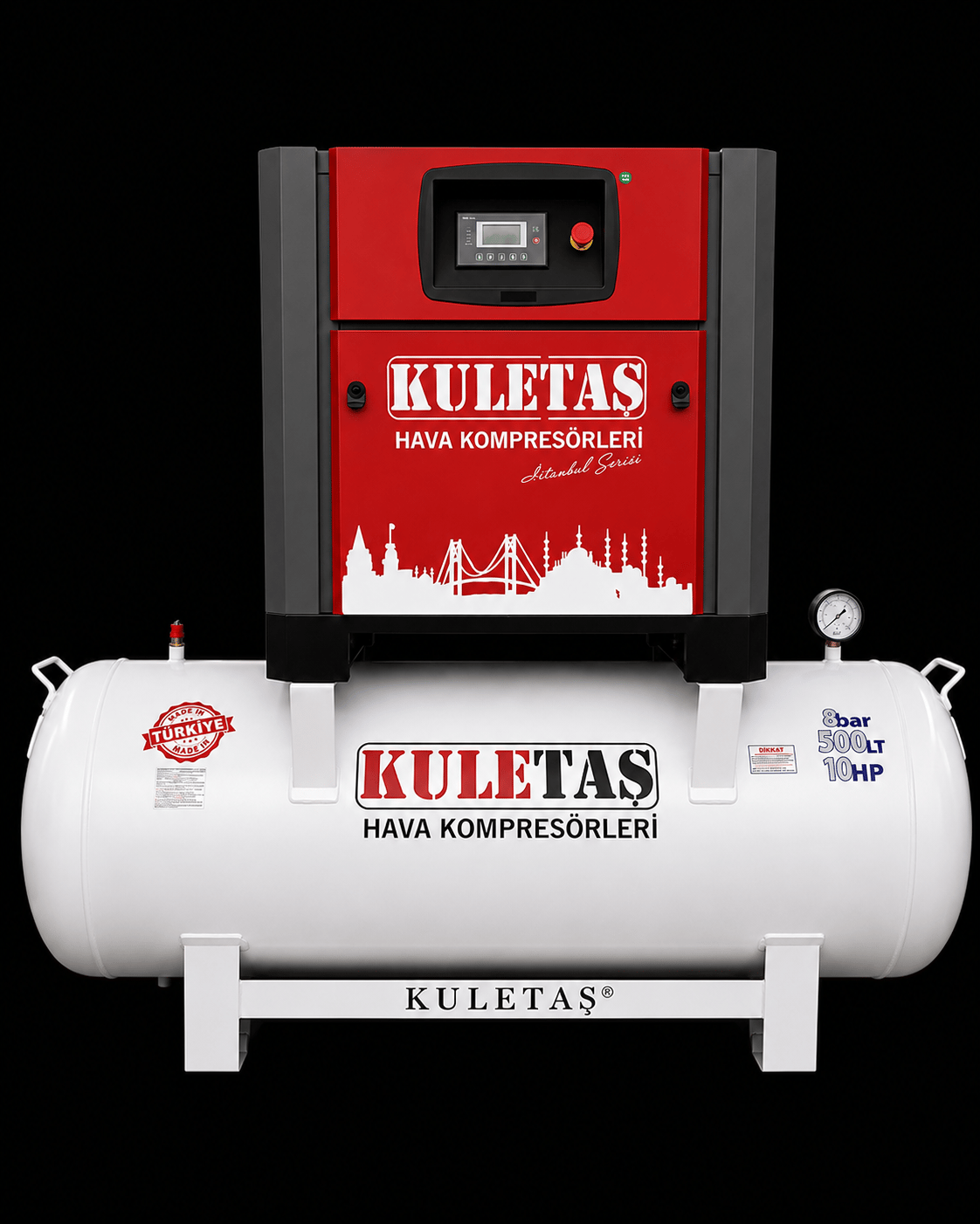 Kuletaş - Vidalı Kompresör (500 LT, 12 BAR, 10 HP, Depo Üzeri)
