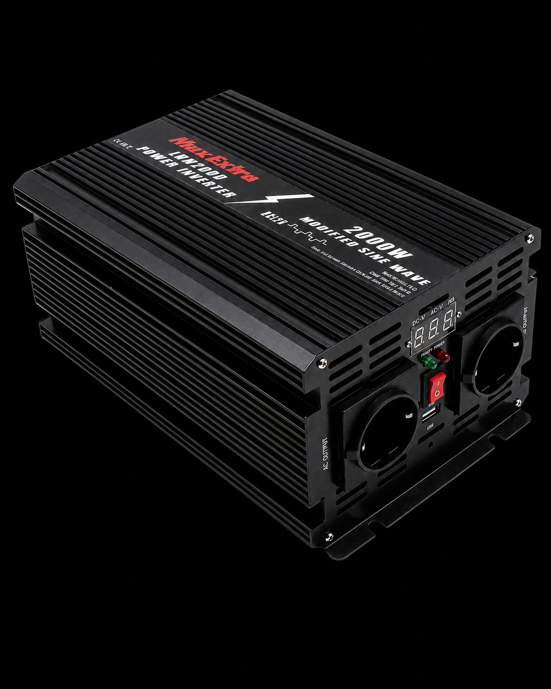 Max-Extra MX.LRM2000 - İnvertör (Güç Dönüştürücü, 2000 W, 12 V→220 V, Dijital)