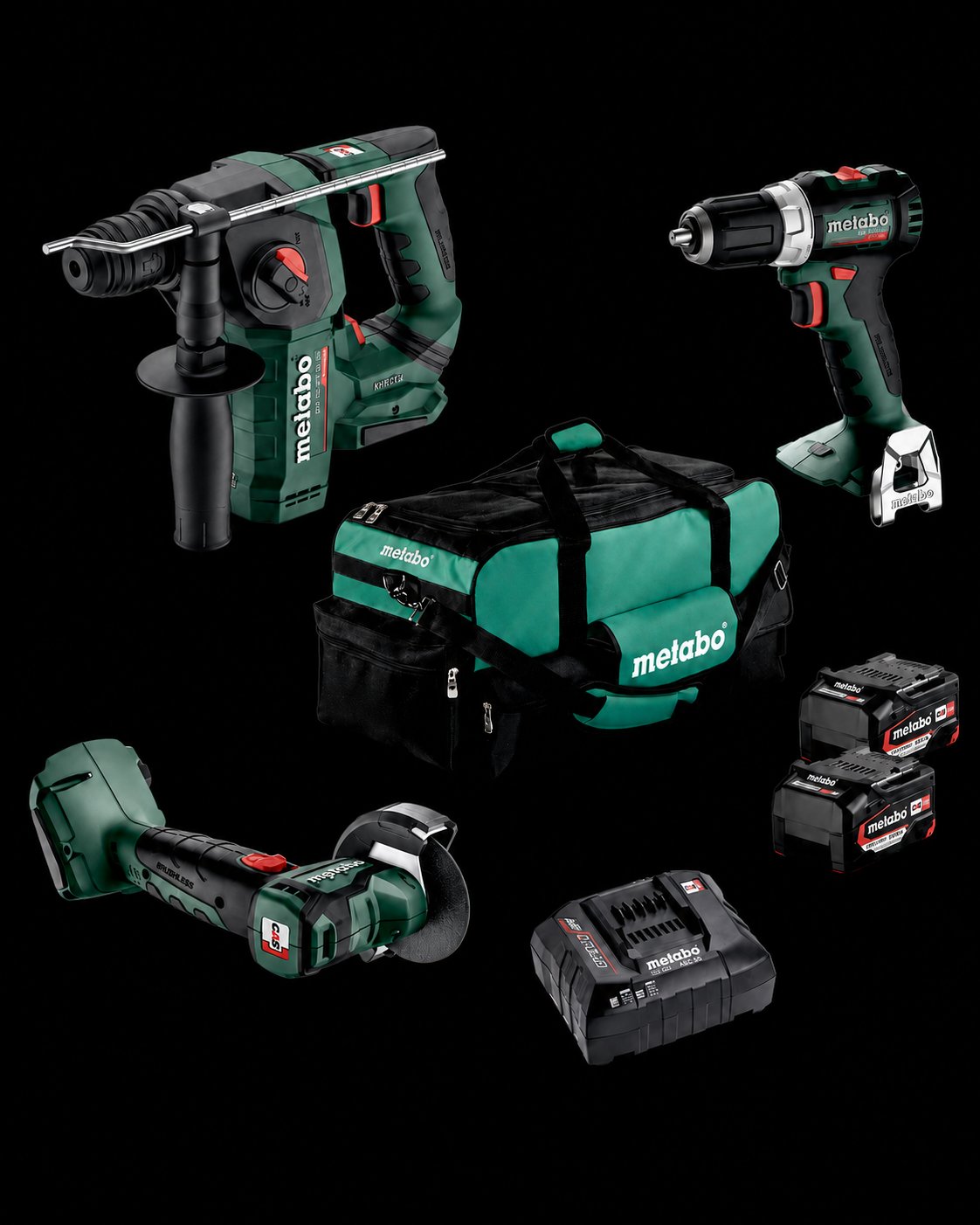 Metabo Combo Set 3.1 - Akülü Alet Seti (18 V, Taşlama + Vidalama + Kırıcı Delici, 3x5.2 AH)