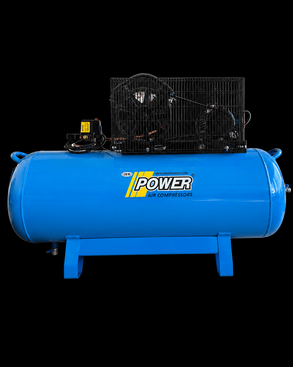 Puma PV2065/200-3M - Kompresör (200 LT, 8 BAR, 3 HP, Monofaze, Döküm 2 Kafa, İthal)