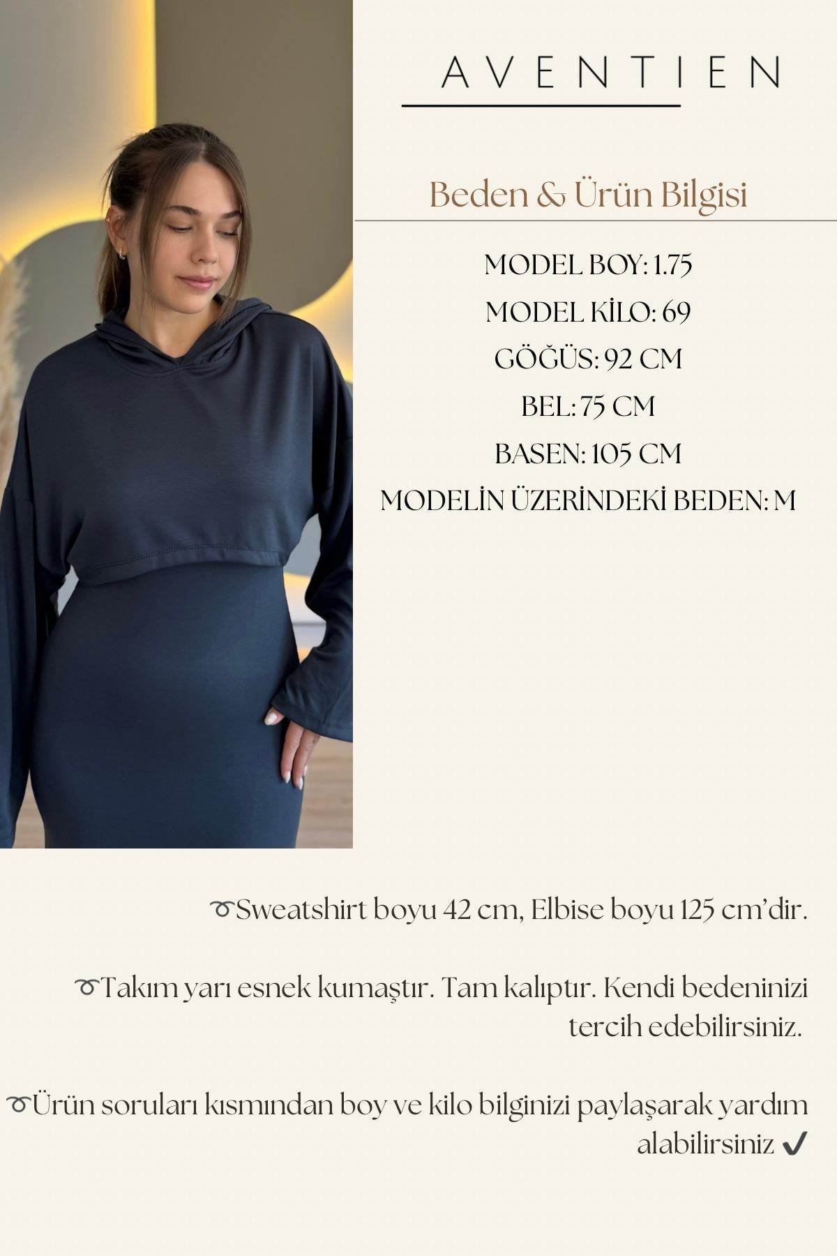 Çıkarılabilir Sweatshirt Elbise Modal İkili Takım