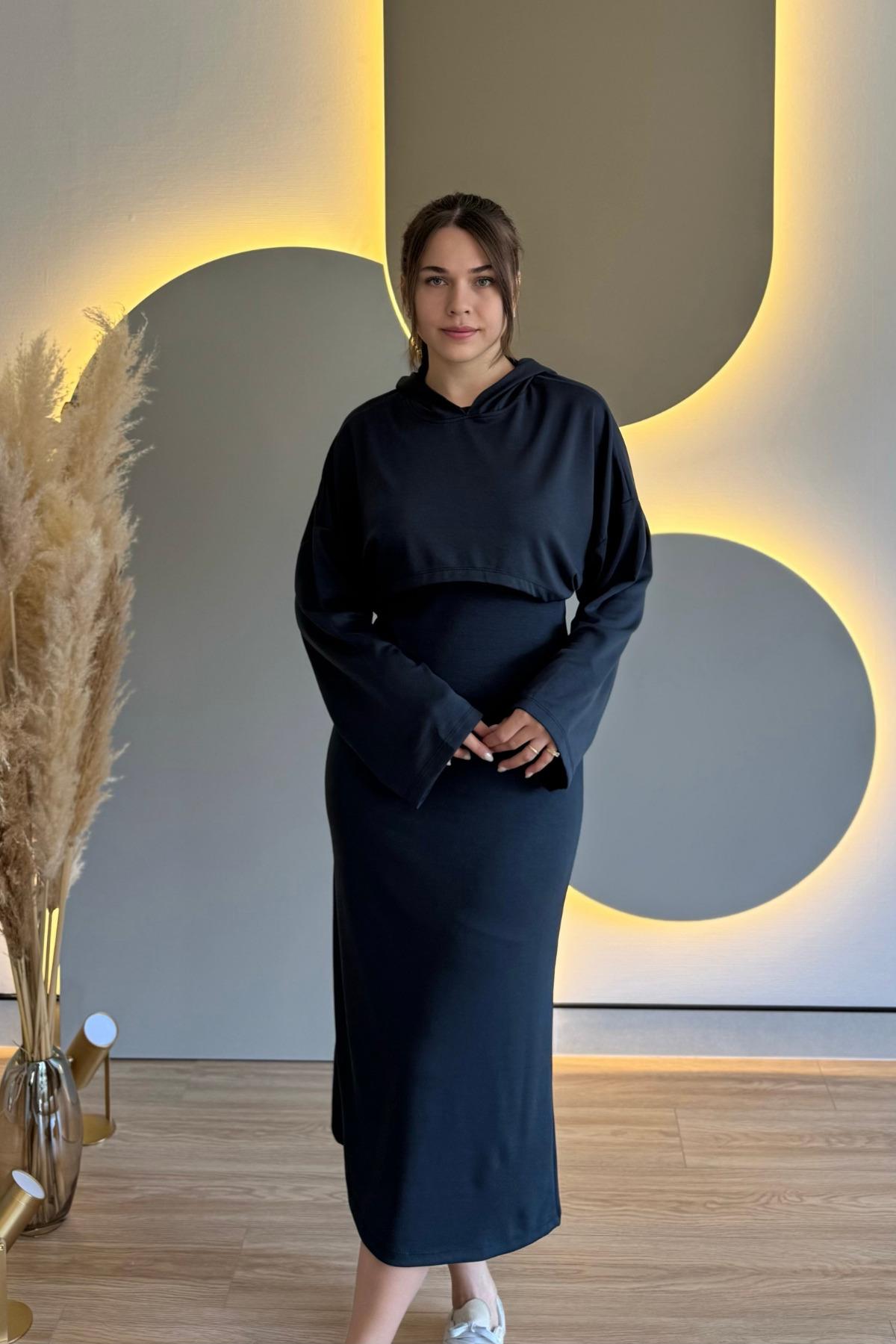 Çıkarılabilir Sweatshirt Elbise Modal İkili Takım