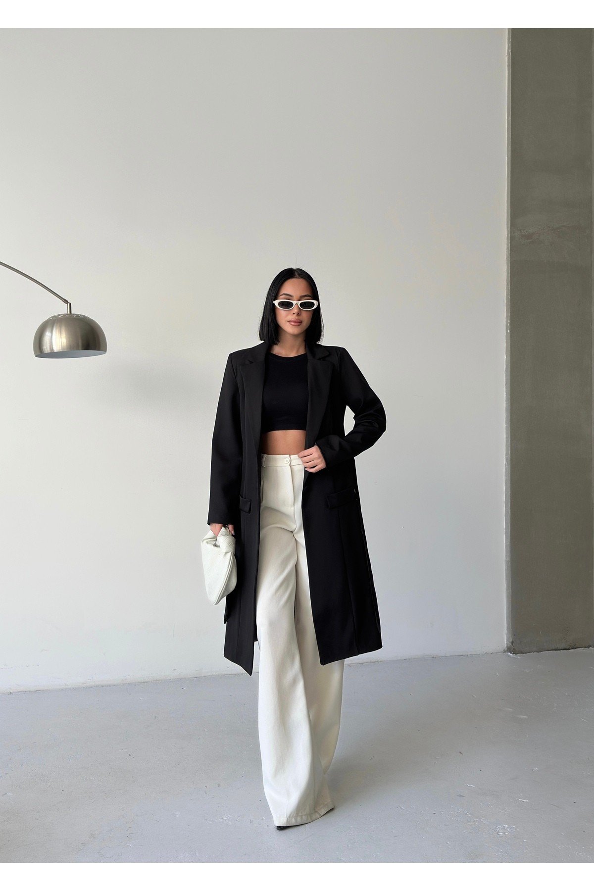 Kadın Kuşaklı Uzun Blazer Kaban – Tesettür Şık Kap Modeli-ASTARLI