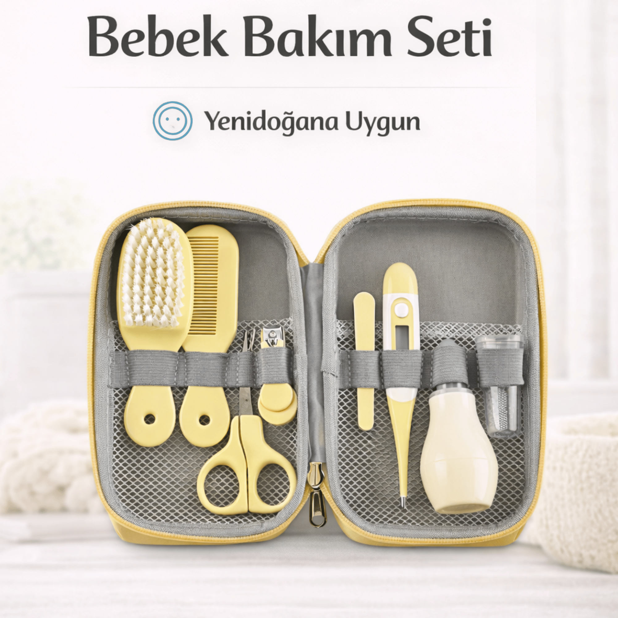 Miningaa 9 Parça Bebek Bakım Seti Anne Çantası İçin Düzenli Güvenli Seyahat Dostu Mavi Bakım Kiti