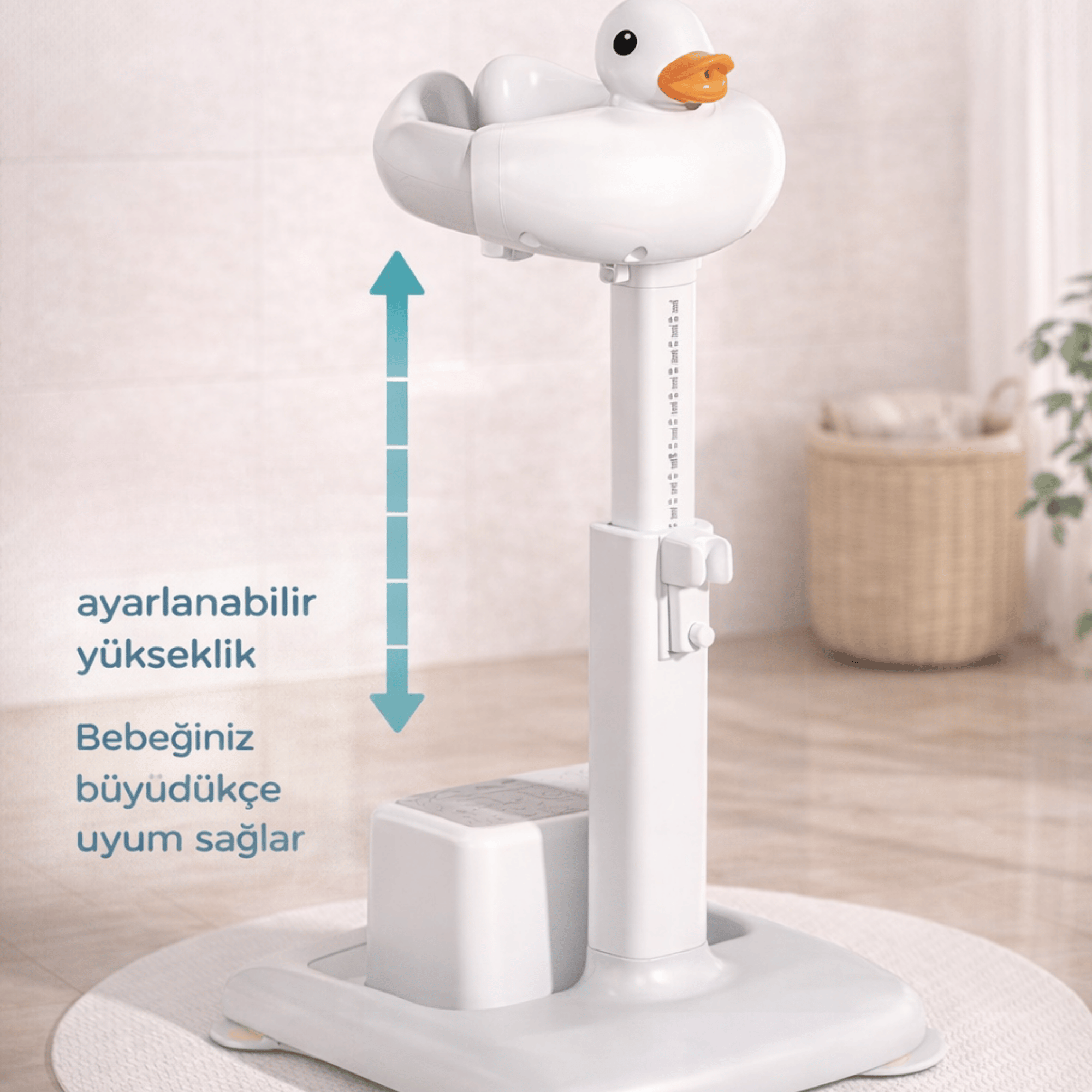 Miningaa Portatif Katlanabilir Ayarlanabilir Ayakta Çocuk Bebek Yıkama Ördek Desen Banyo Küveti Standı