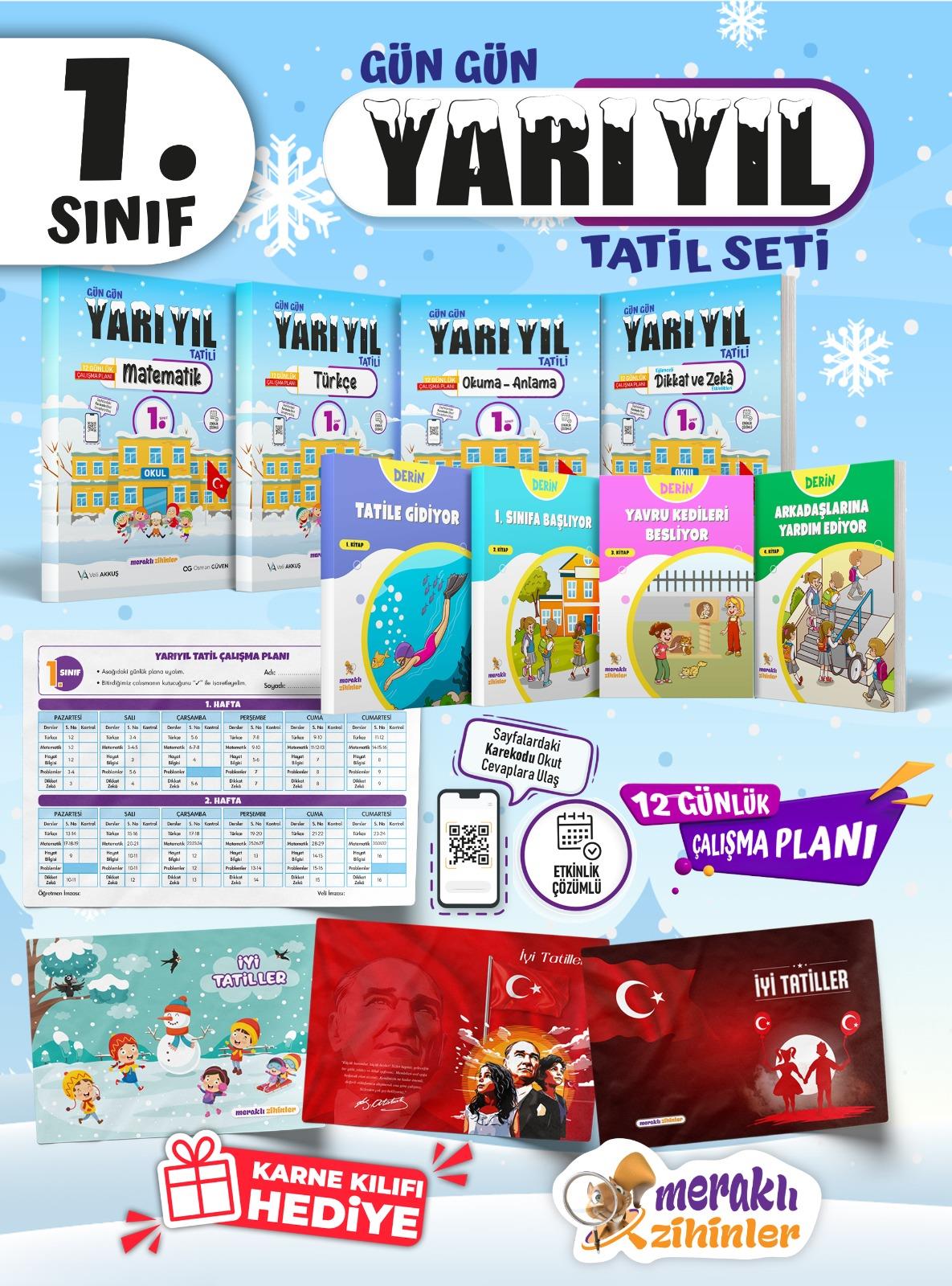 1. Sınıf Gün Gün Yarıyıl Tatil Seti (KARNEKILIFI HEDİYELİ)