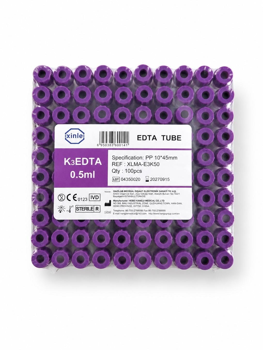 Mor Kapak K3 Edta Tüp 0,5 ML