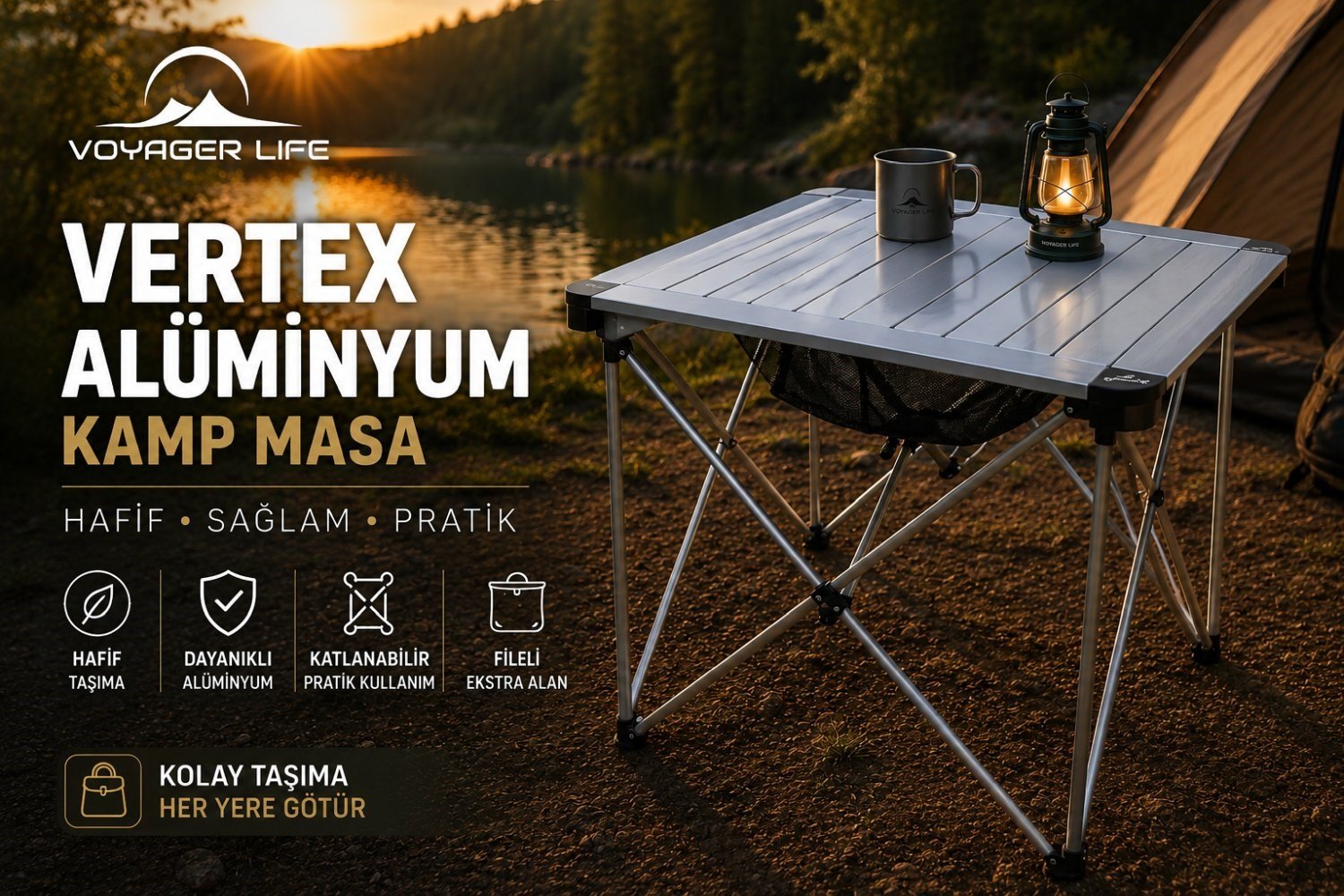 Apnea Voyager Life Vertex Aluminyum Kamp Masa 
