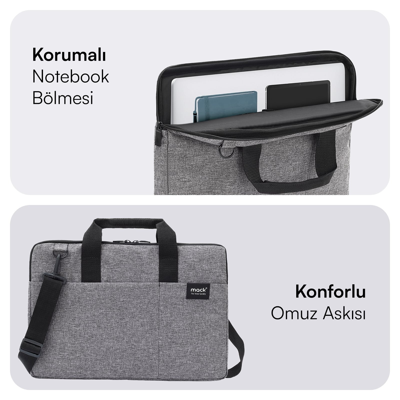MACK MCC-702 14.1 City Fit Eco Notebook Çantası Gri