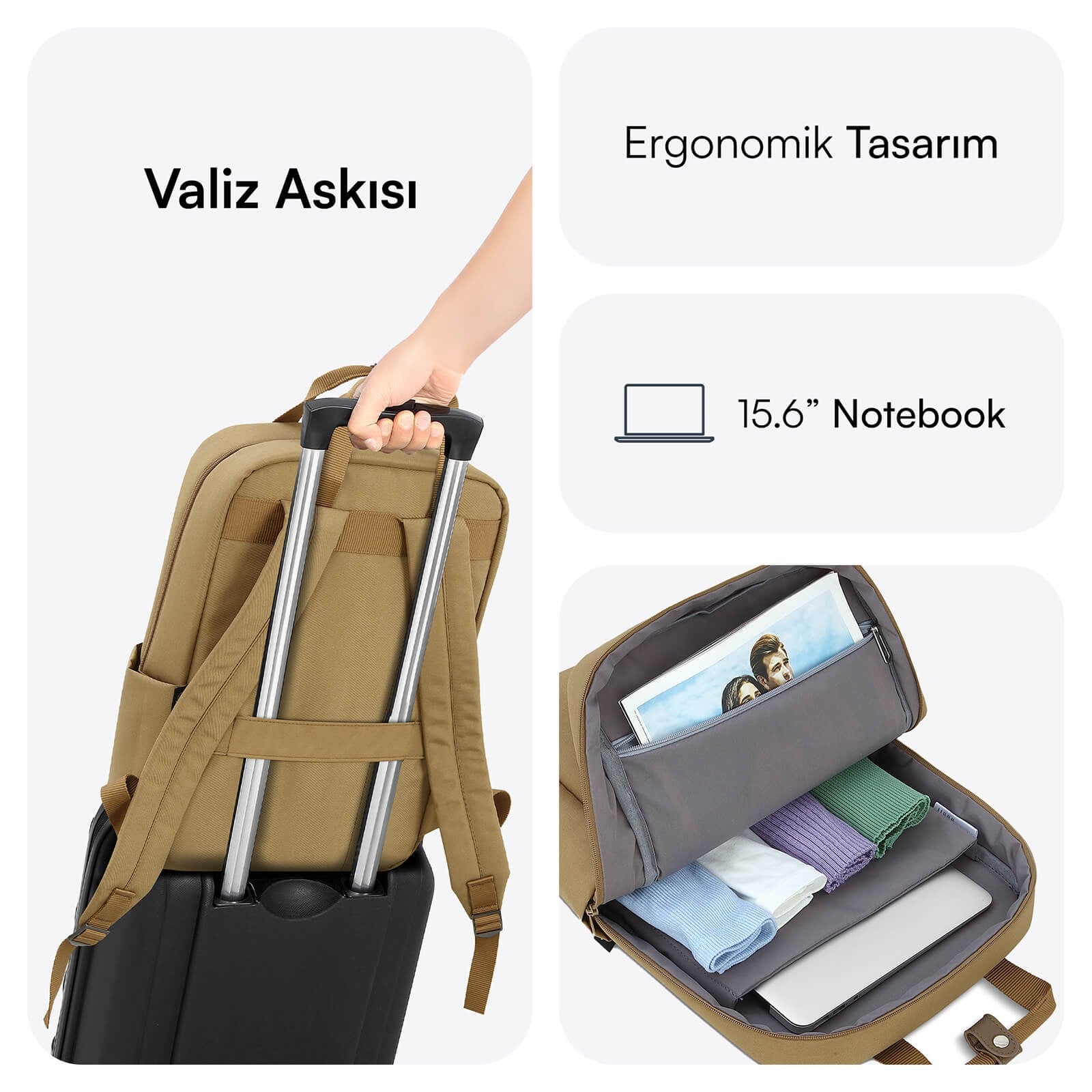 MACK MCE-1523 15.6 NOVA Eco Notebook Sırt Çantası Camel
