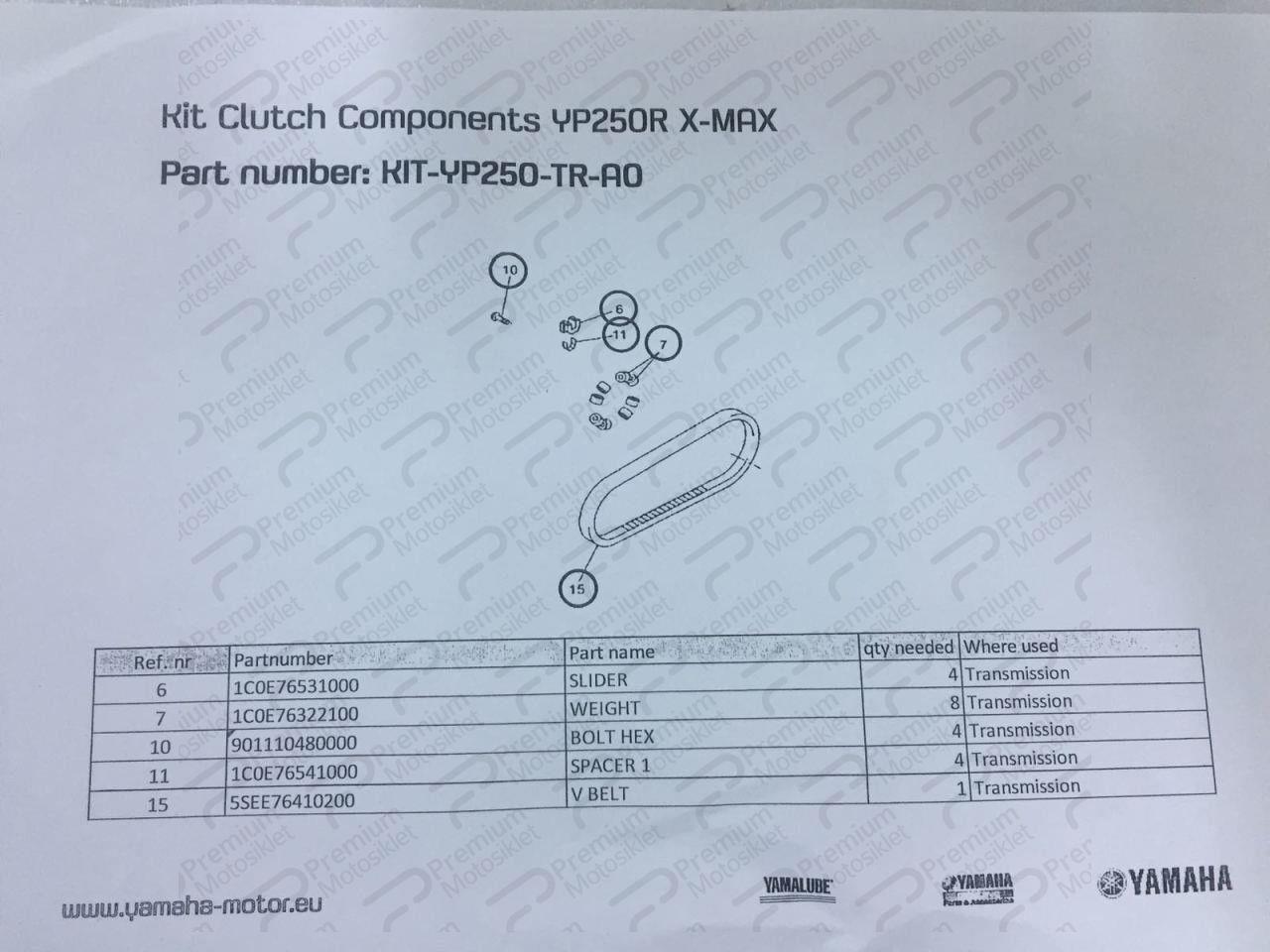 XMAX 250 TRANSMİSYON KİTİ (2006-2017 MODEL YILLARI)