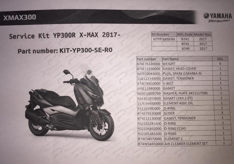 XMAX 300/250 BAKIM KİTİ (20000 KM) (2017-2024)