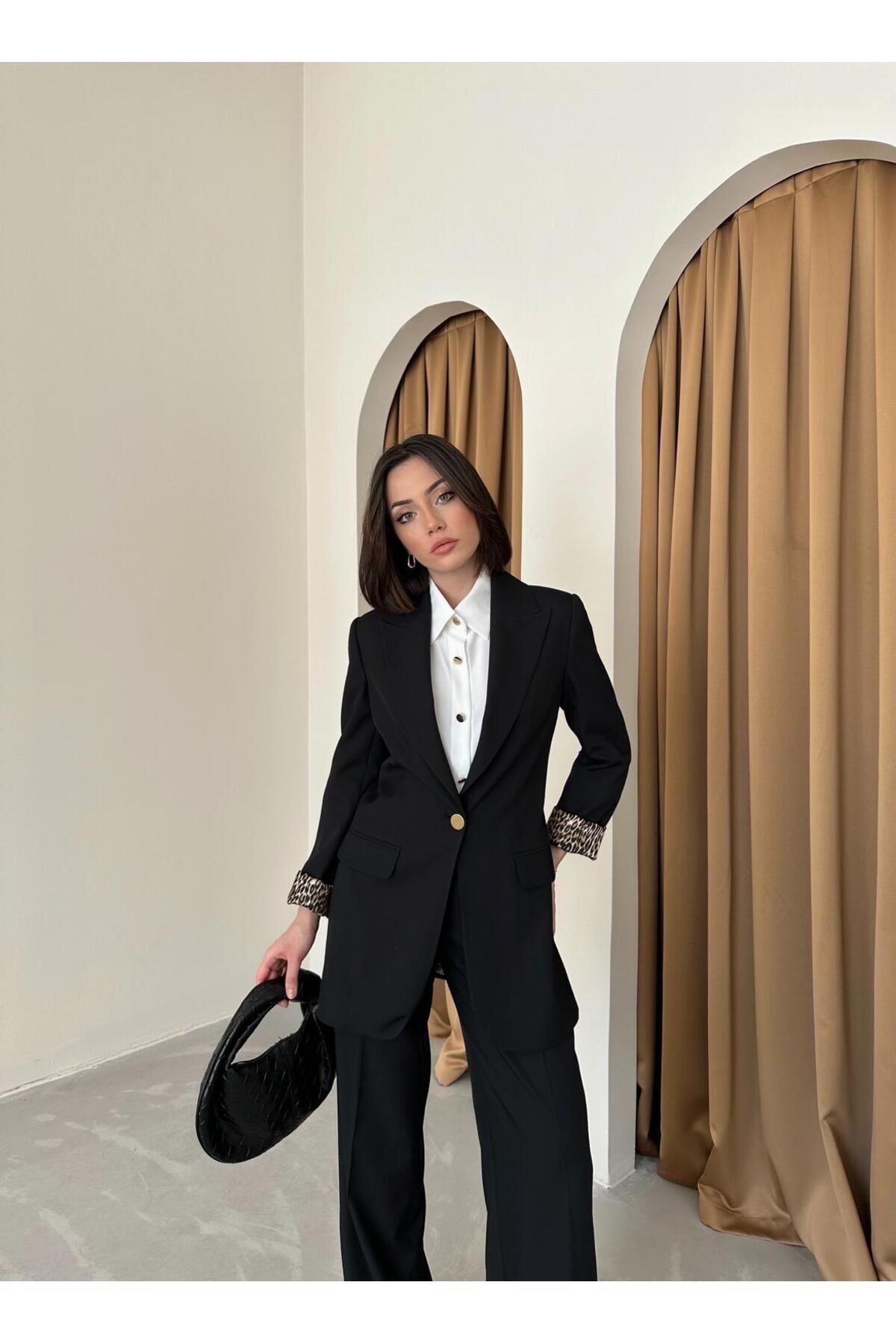 BLAZER CEKET  LEOPAR ASTARLI