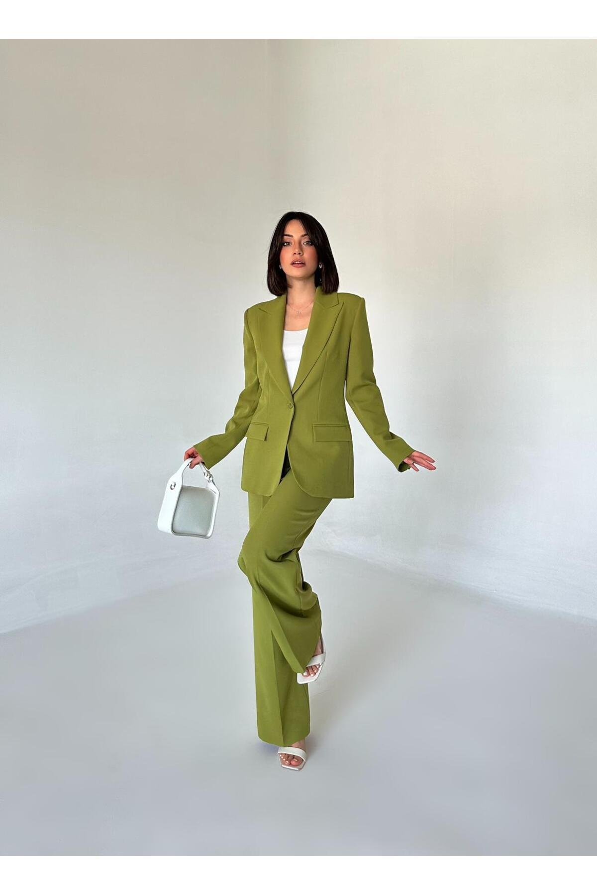 Blazer Takım Elbise Tek Düğme Ceket Pantolon