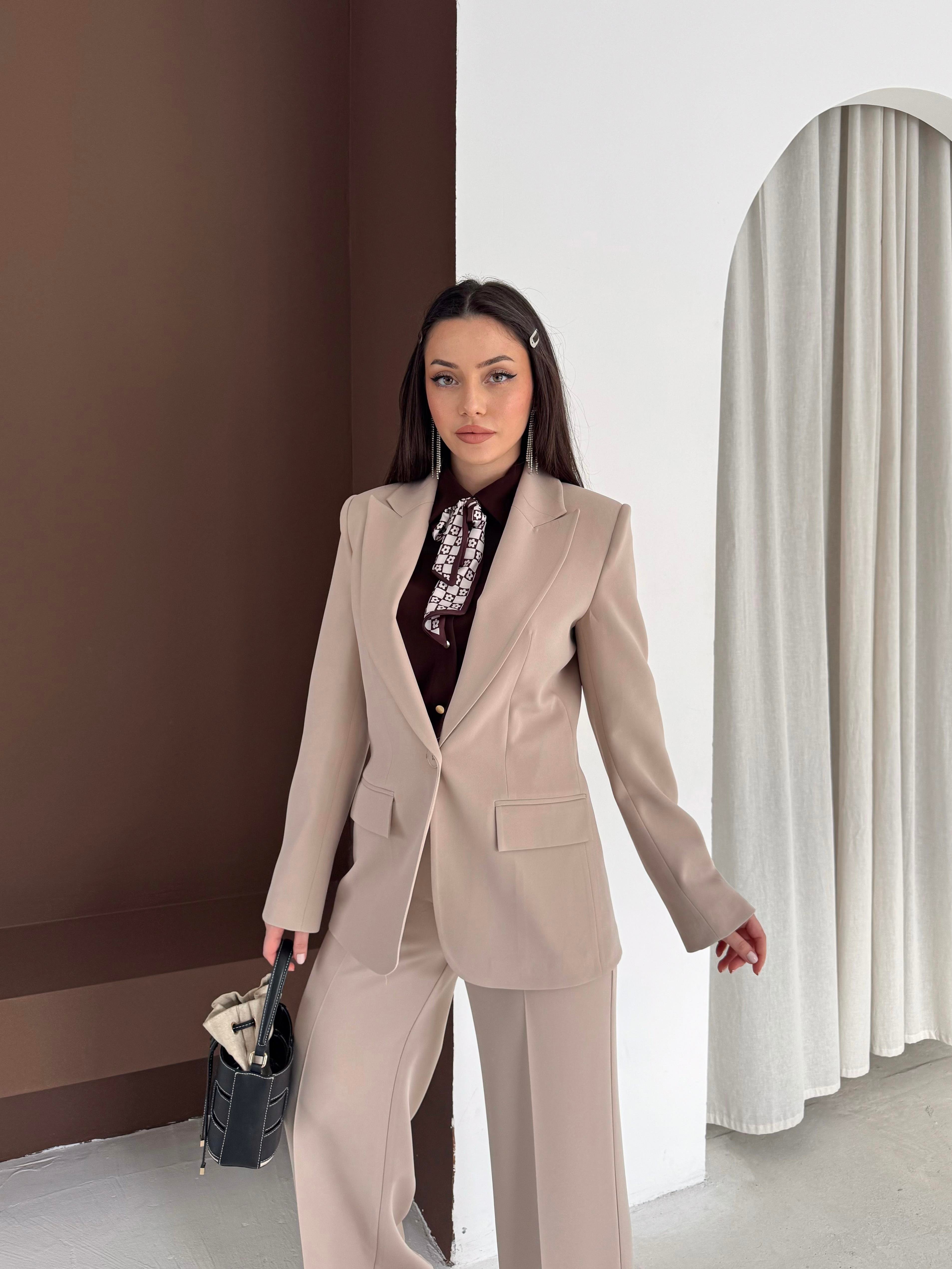 Blazer Takım Elbise Tek Düğme Ceket Pantolon