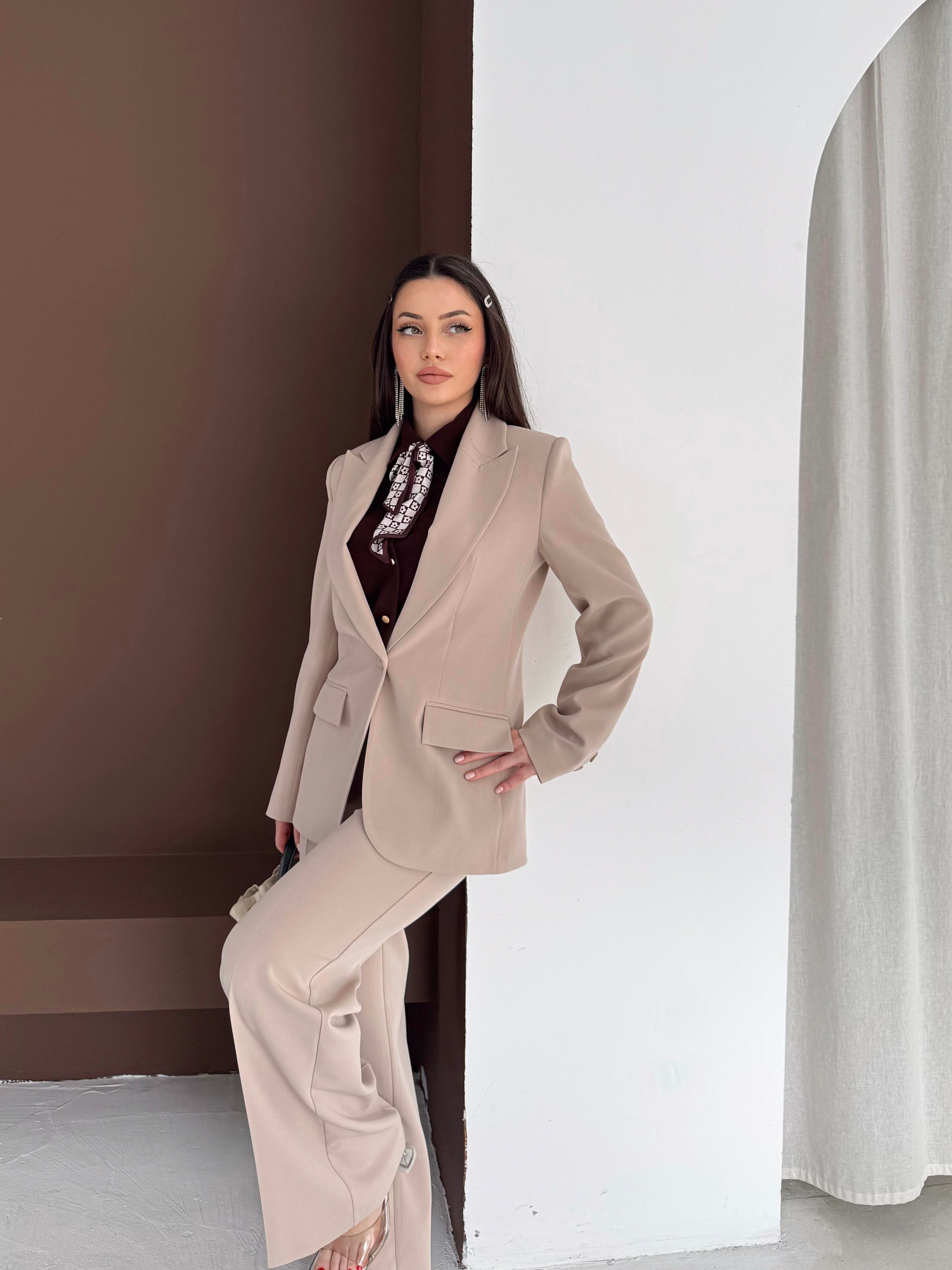 Blazer Takım Elbise Tek Düğme Ceket Pantolon