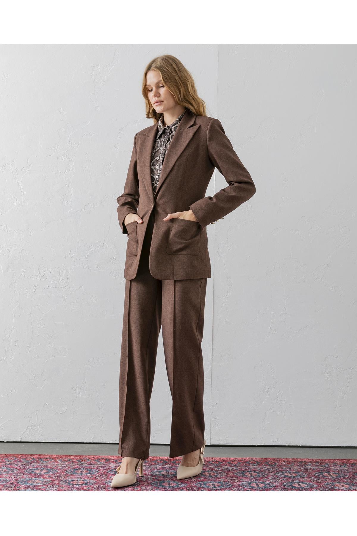 Çift Cepli Poliviskon Blazer Ceket