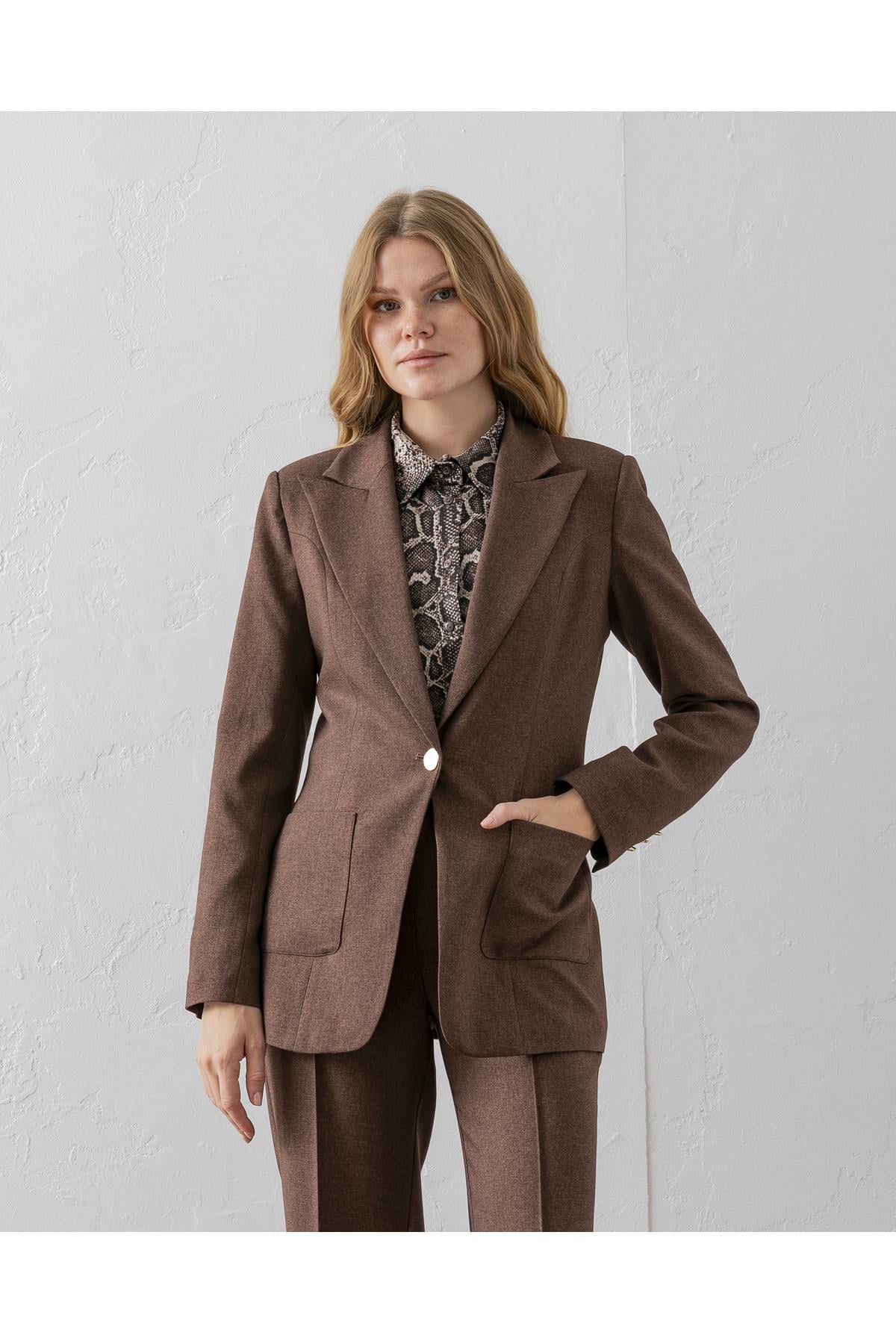Çift Cepli Poliviskon Blazer Ceket