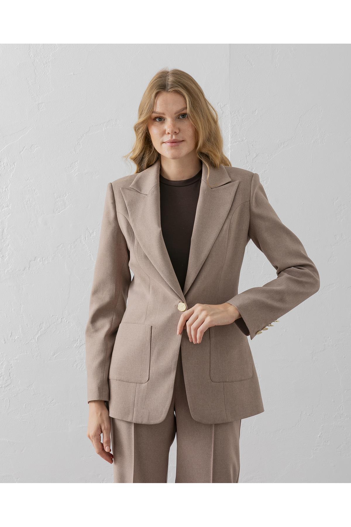 Çift Cepli Poliviskon Blazer Ceket