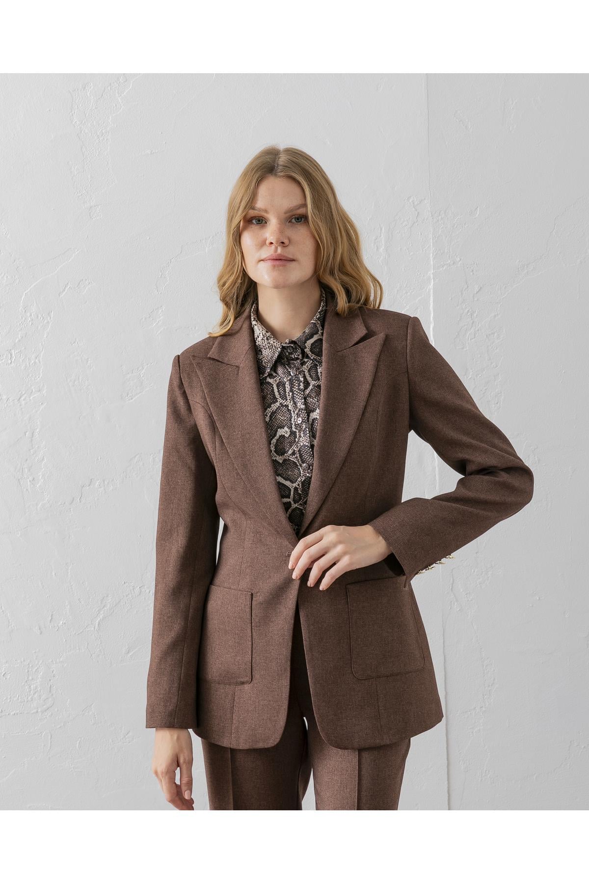 Çift Cepli Poliviskon Blazer Ceket