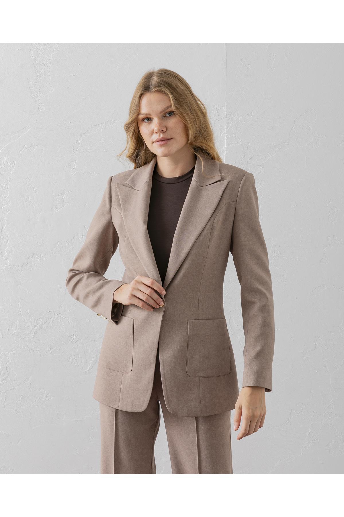 Çift Cepli Poliviskon Blazer Ceket