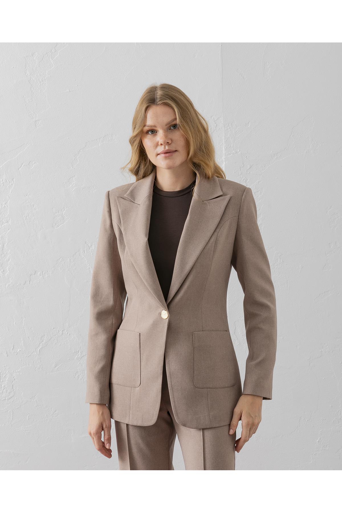 Çift Cepli Poliviskon Blazer Ceket