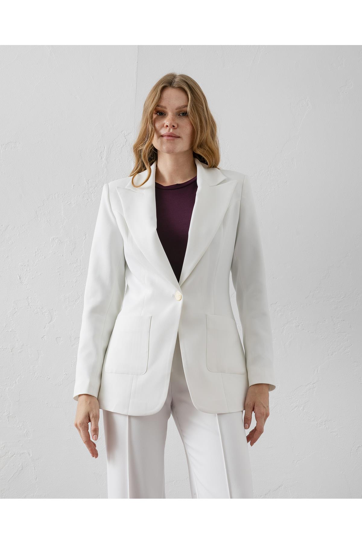 Çift Cepli Poliviskon Blazer Ceket