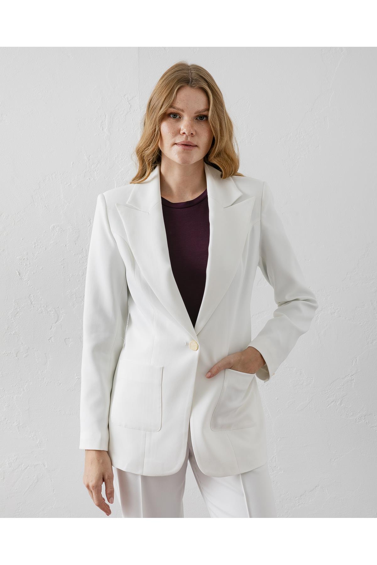 Çift Cepli Poliviskon Blazer Ceket