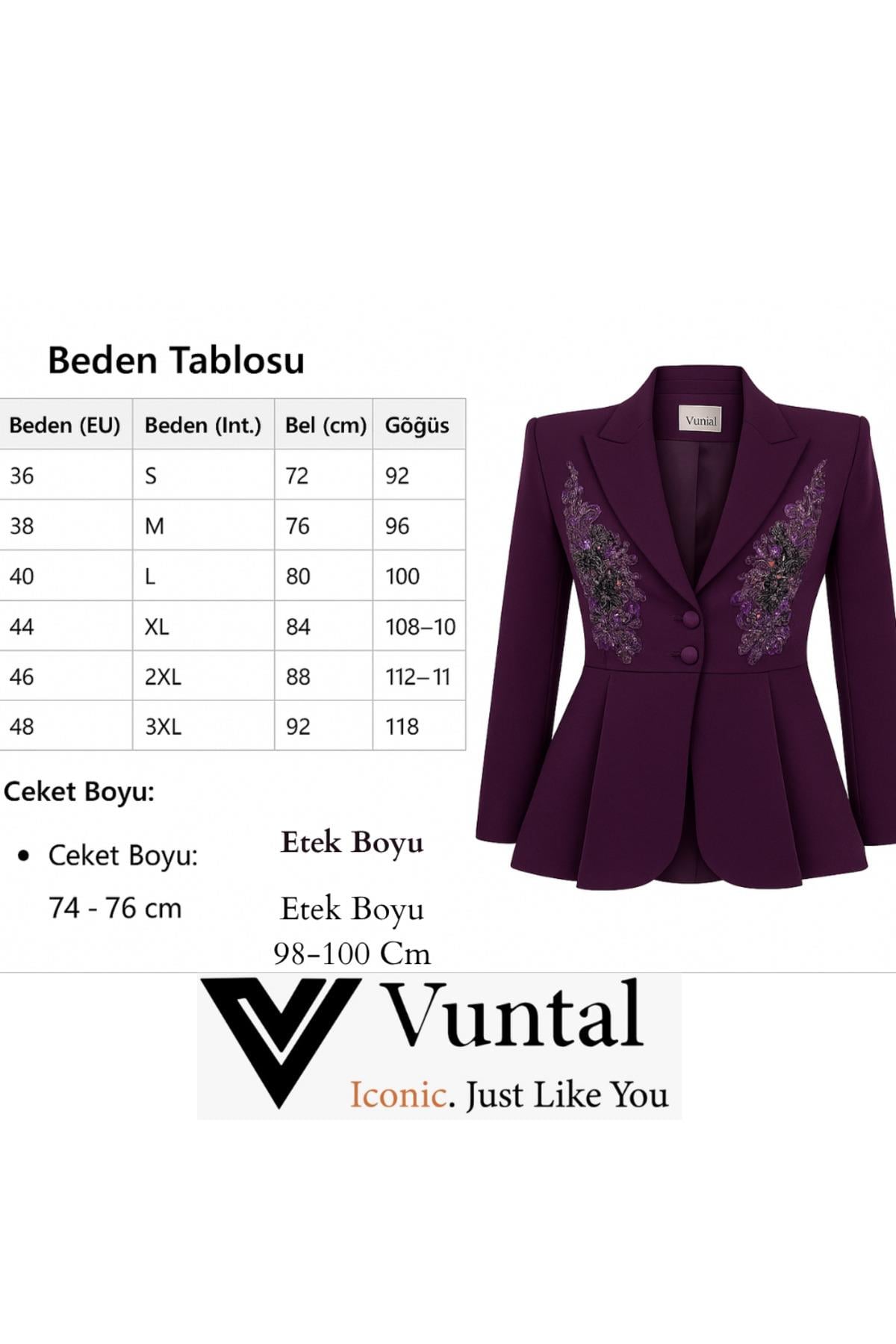 El İşlemeli Volanlı Blazer Etekli İkili Takım