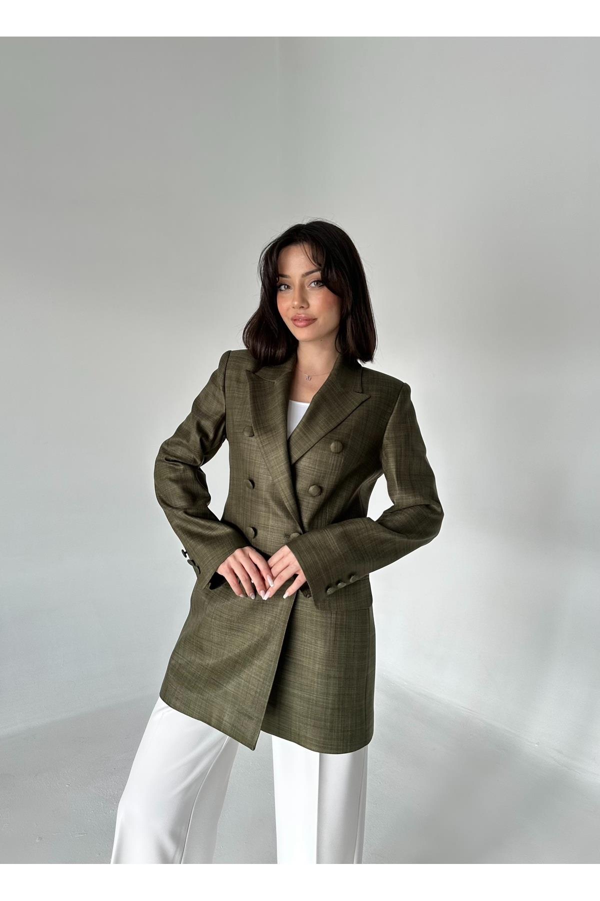 Kaplama Düğmeli uzun Blazer Ceket