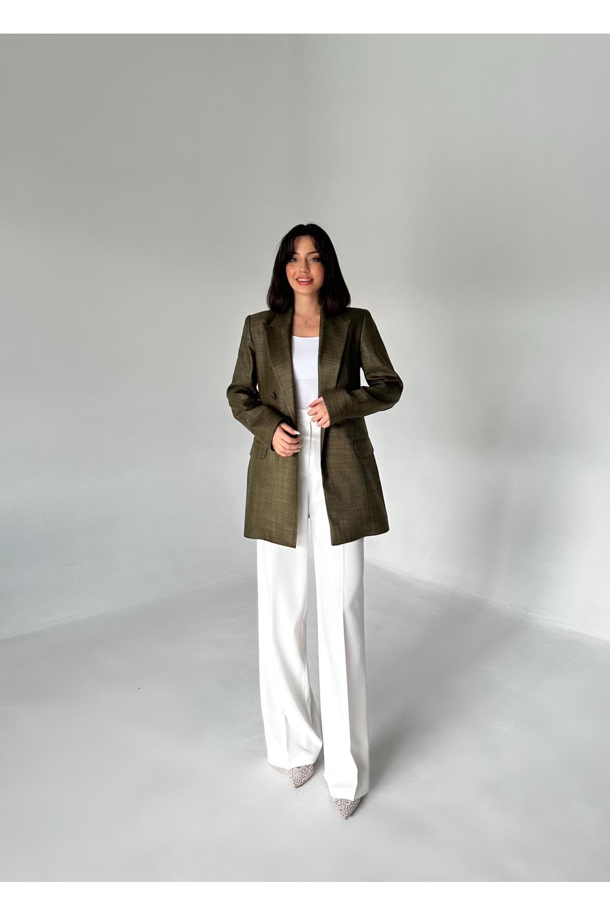Kaplama Düğmeli uzun Blazer Ceket