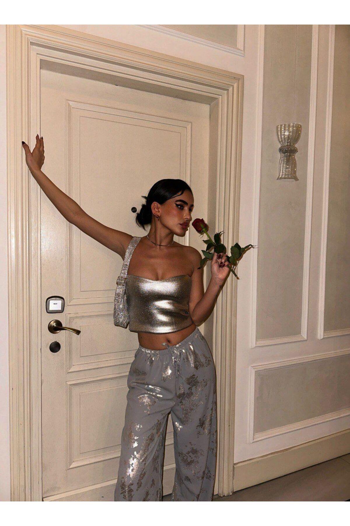 TREND MODEL VARAK BASKILI PANTOLON