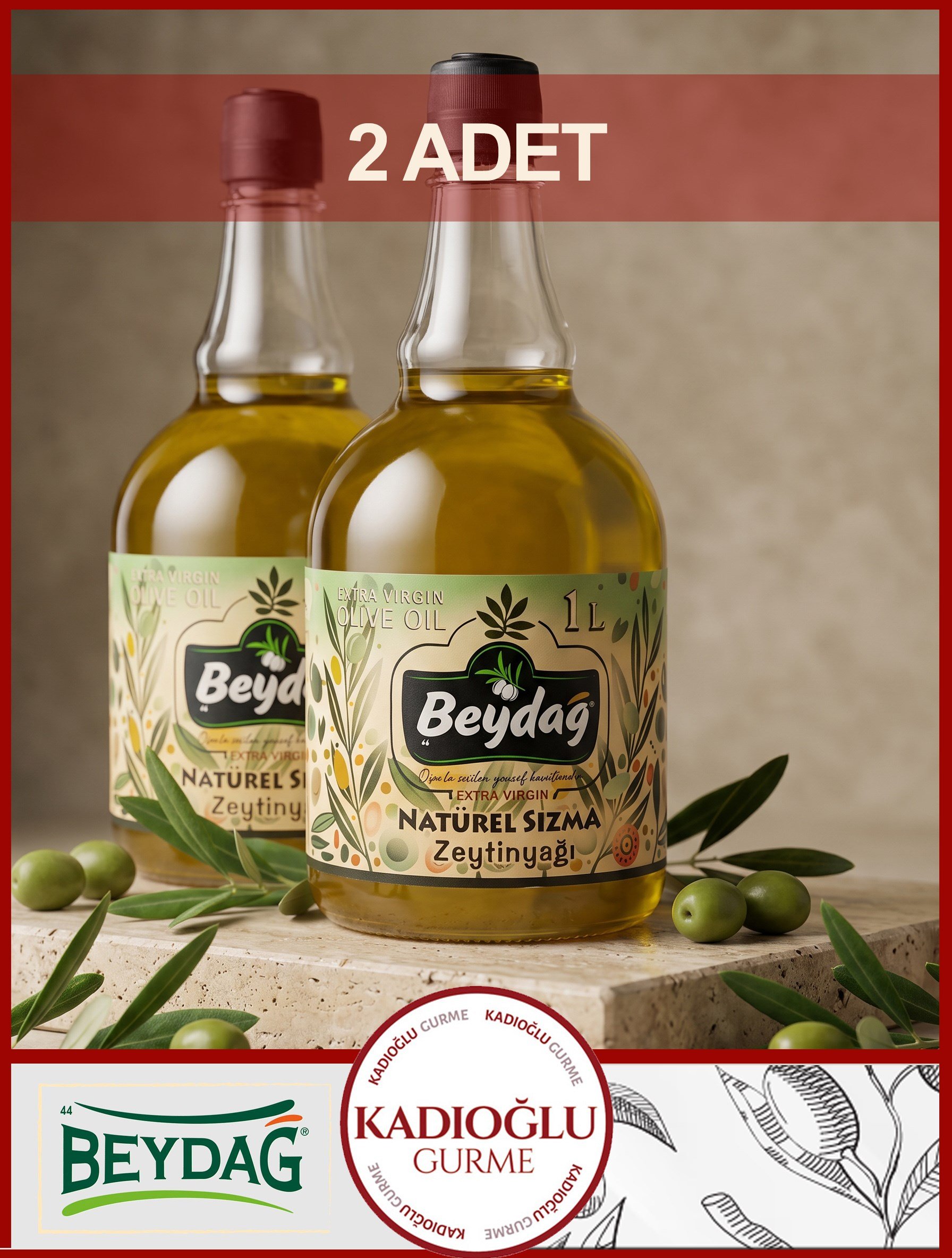 BEYDAĞ NATUREL SIZMA ZEYTİNYAĞ CAM 1 LT X 2 ADET