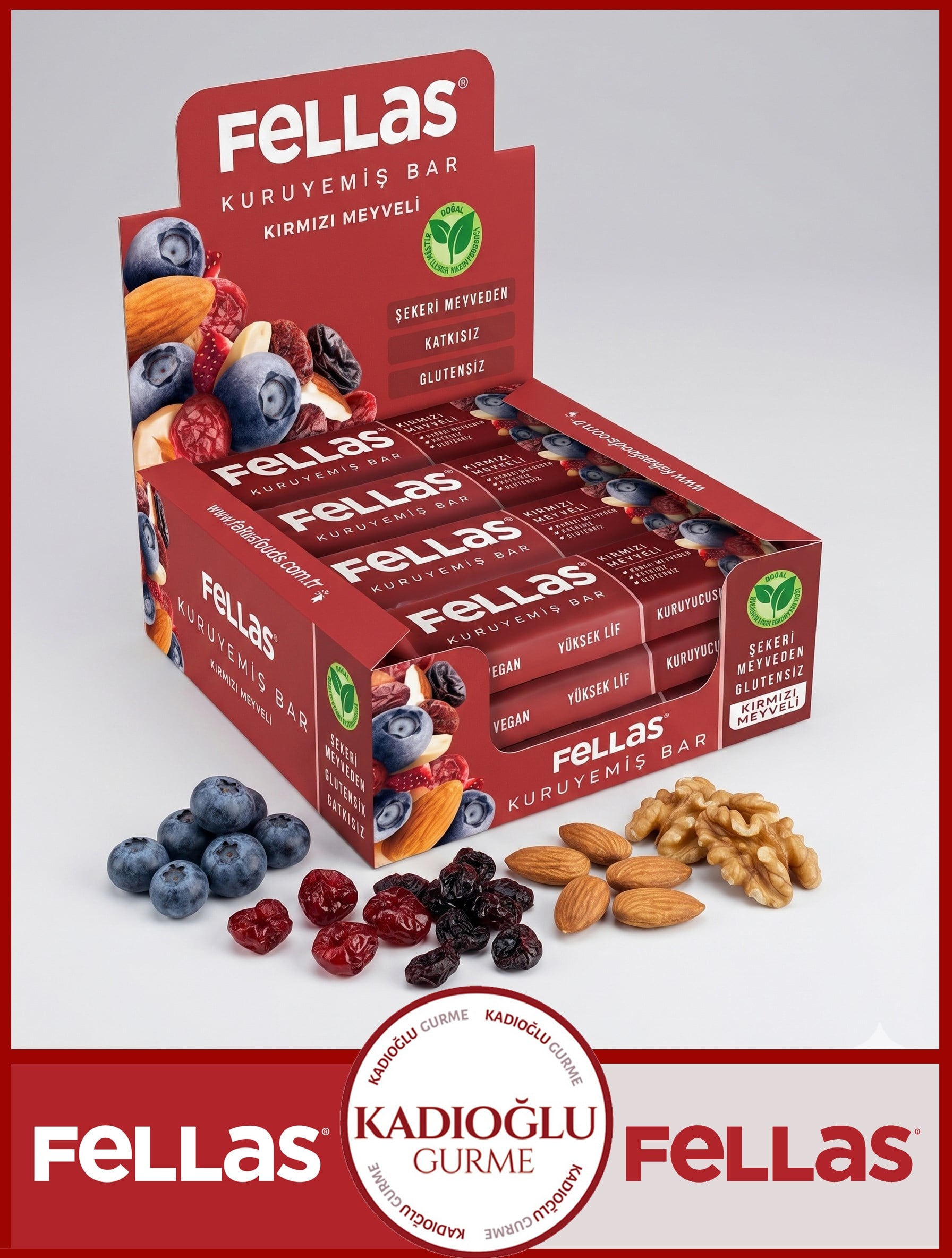 ellas Kırmızı Meyveli Kuruyemiş Bar 30 gr x 12 Adet