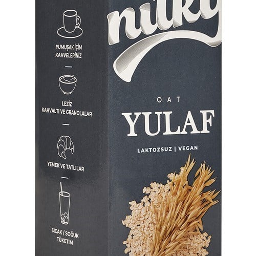 Nilky Yulaf Sütü 1lt Vegan Laktozsuz Özellikli Türkiye Menşeli Sağlıklı Alternatif