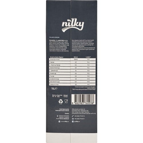 Nilky Yulaf Sütü 1lt Vegan Laktozsuz Özellikli Türkiye Menşeli Sağlıklı Alternatif