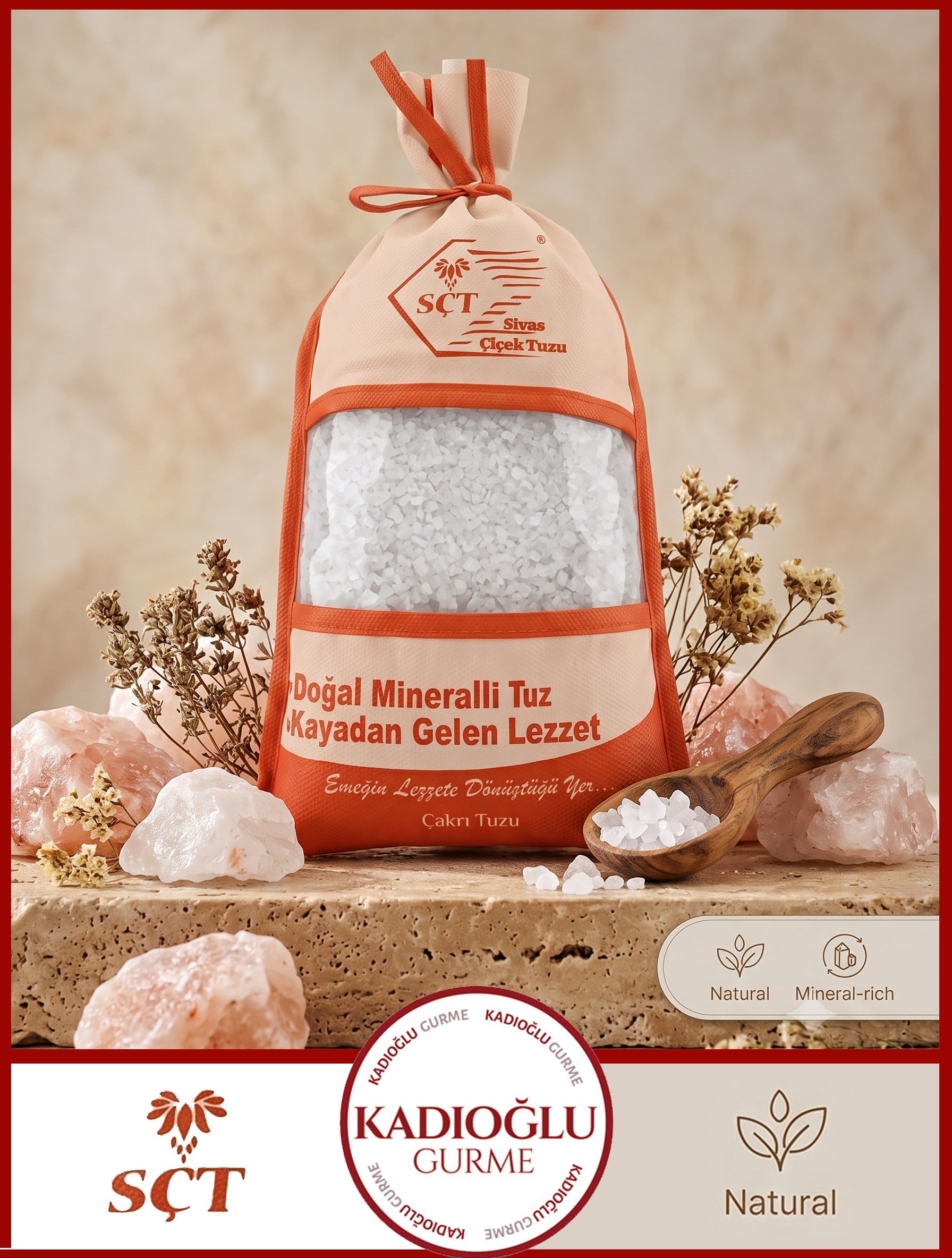 Sivas Çiçek Tuzu –Çakrı Tuzu  %100 Doğal Mineralli Kaynak Tuzu 1Kg.