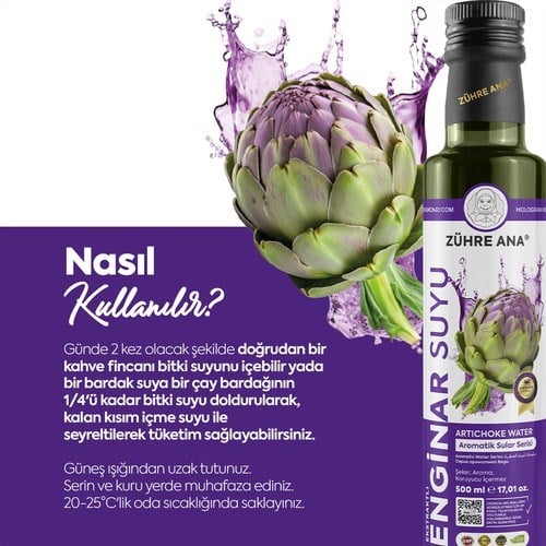Zühre Ana 500 ml Enginar Suyu Aromalı Doğal Ürün Türkiye Menşeli Saf İçerik