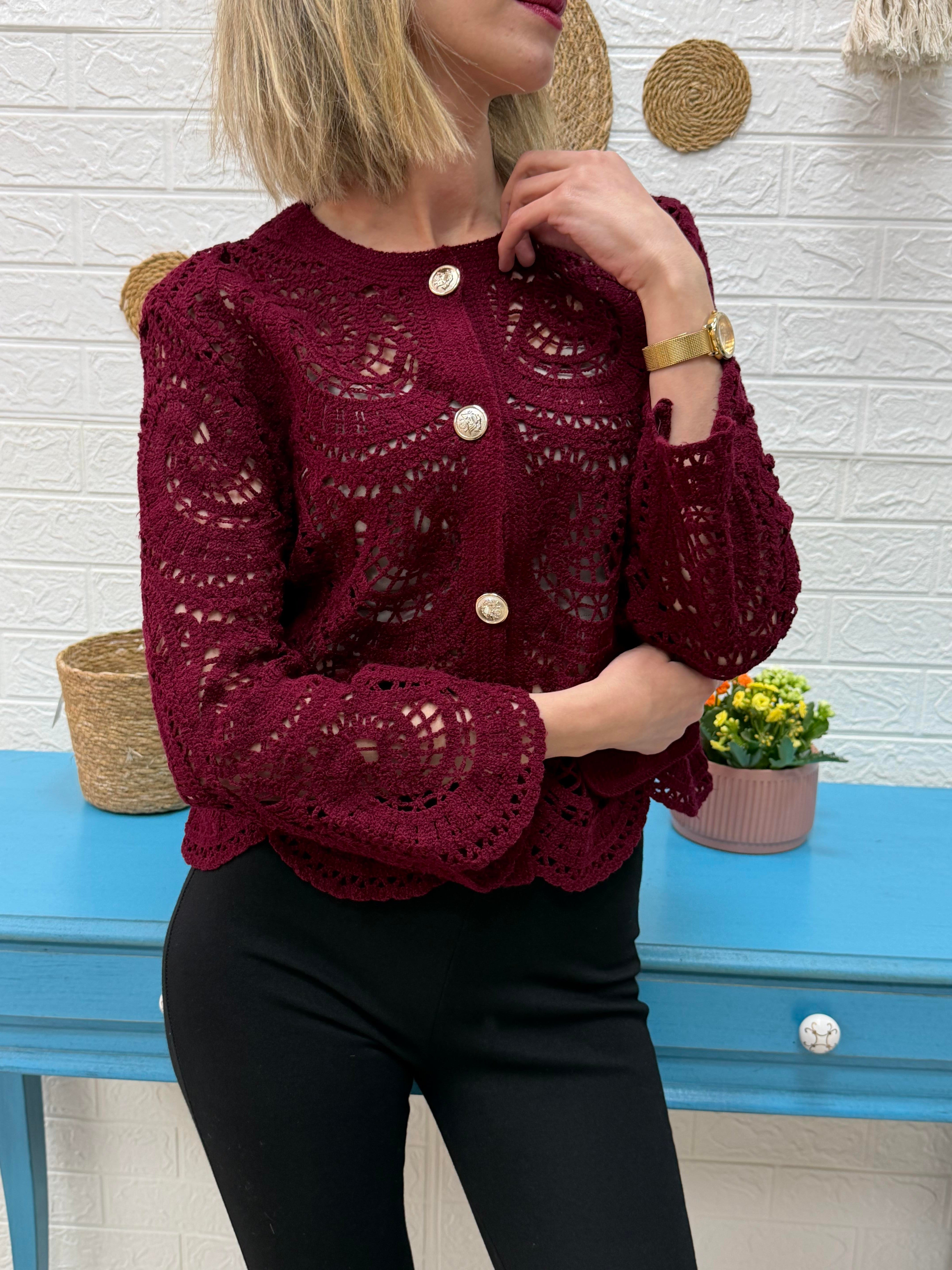 Bordo Dantel Ceket