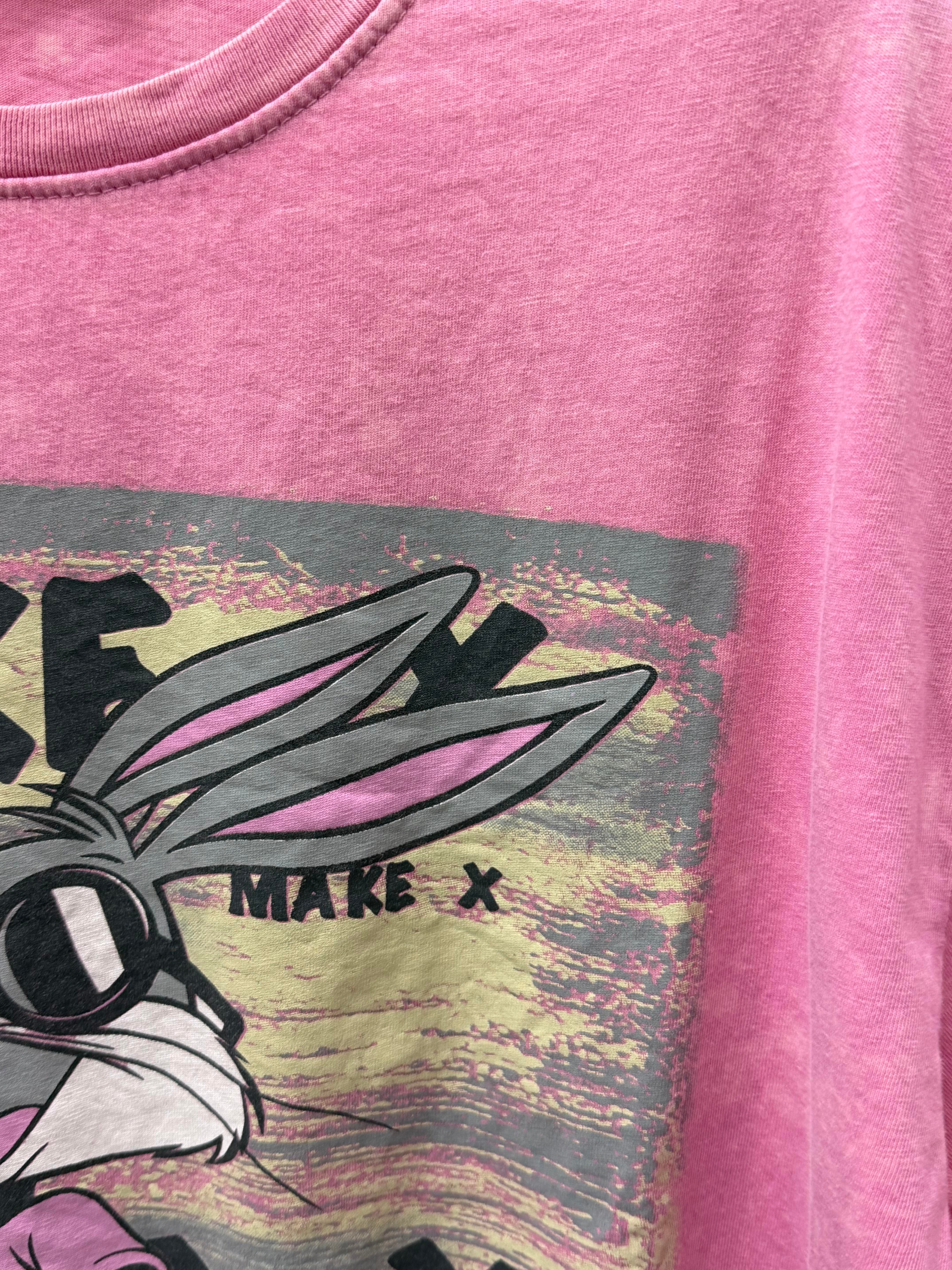 BUGS BUNNY BASKILI TAŞLANMIŞ PEMBE TSHİRT