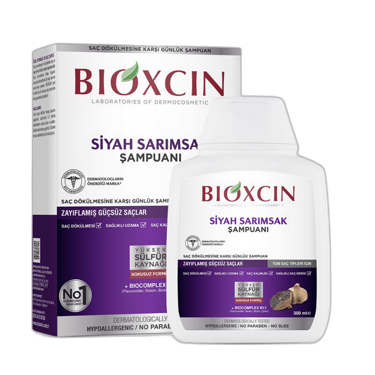 BIOXCIN SIYAH SARIMSAK SAMPUANI 300 ml şişeSaç Dökülmesi KarşıtıDERMA-COS1MST-8869BIOXCIN SIYAH SARIMSAK SAMPUANI 300 ml şişe
